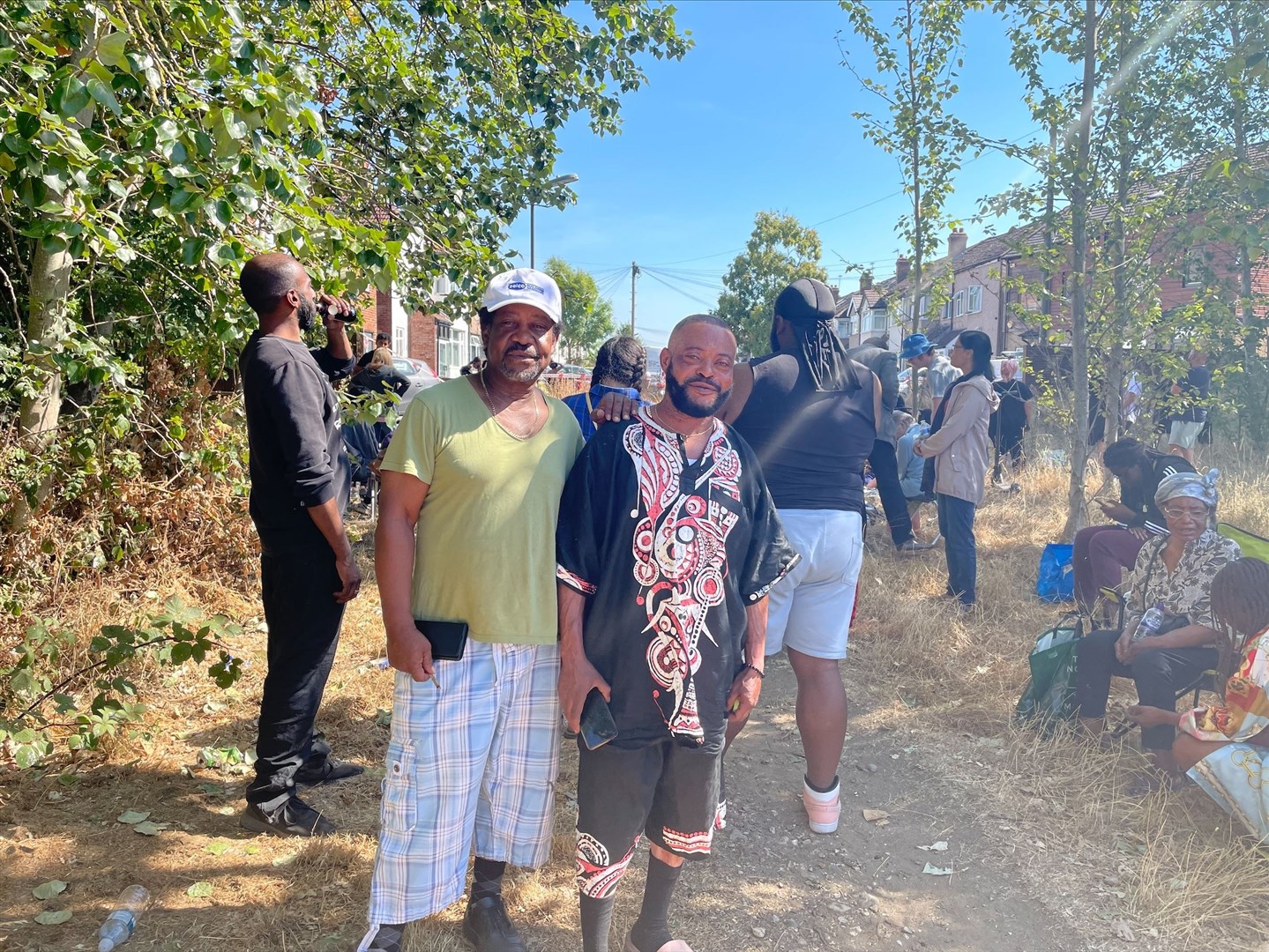 Delroy Simms (left) and Kutoya Kukanda were described as ‘heroes’ by their neighbours after they rescued children from the rubble after the blast in Galpin’s Road (Laura Parnaby/PA)
