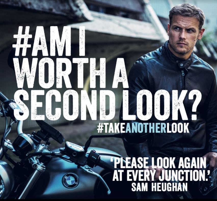 Actor Sam Heughan is backing the campaign to reduce the number of bikers being killed on Scotland's roads.