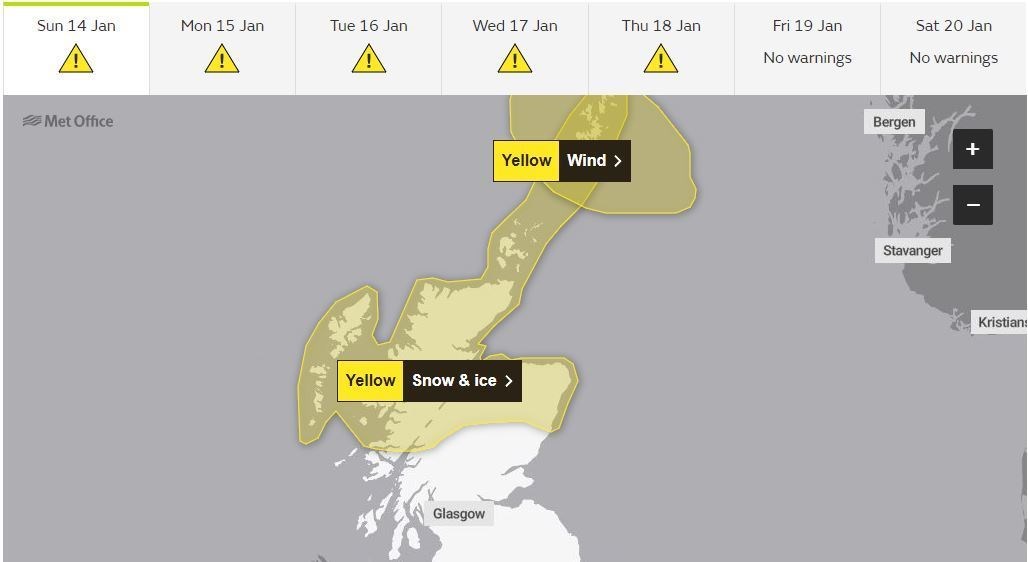 Met Office Weather Warnings. Courtesy: Met Office