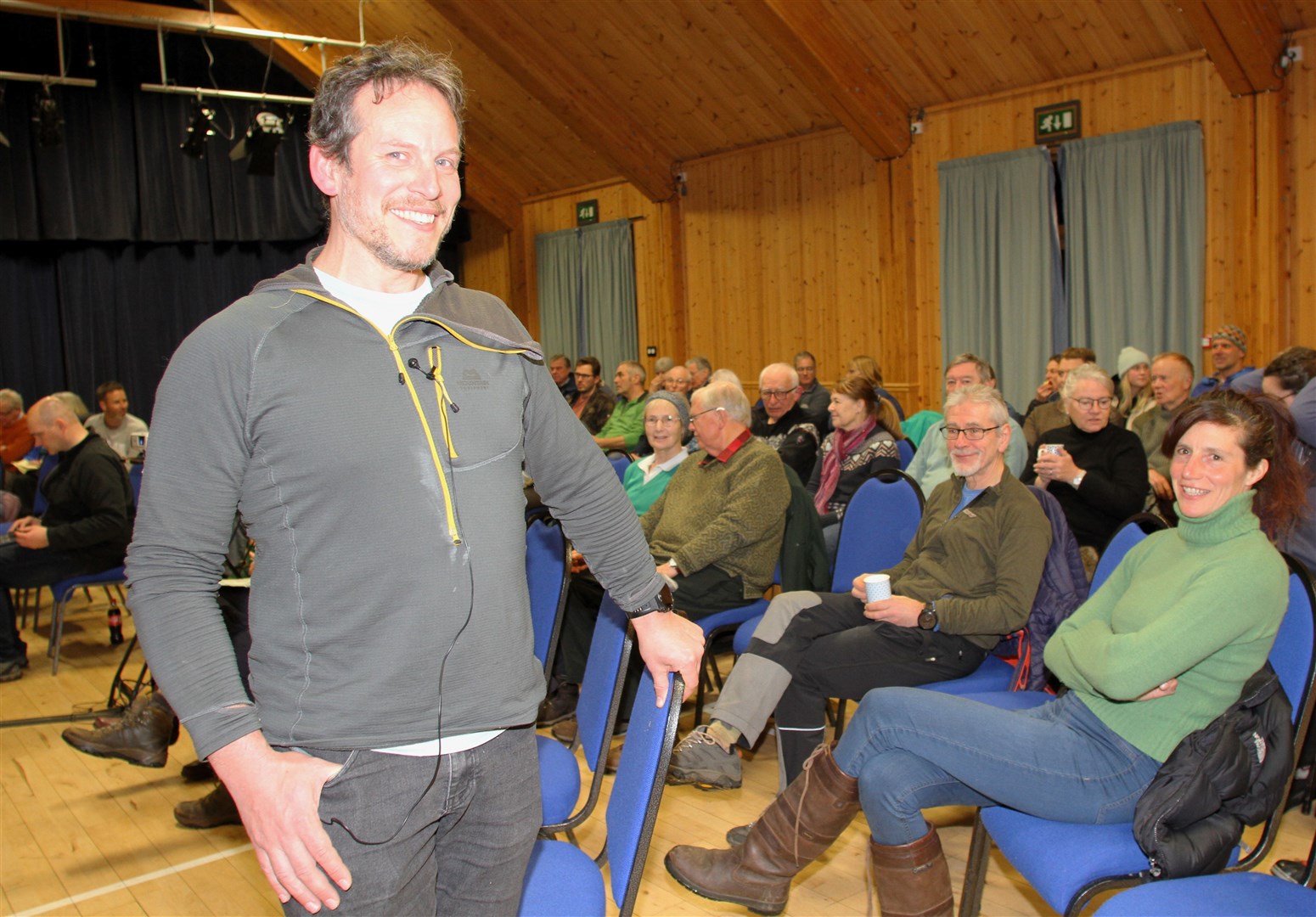 Welcomed to my walk: Ben Weber introduces himself to his audience at Boat of Garten Community Hall this week.