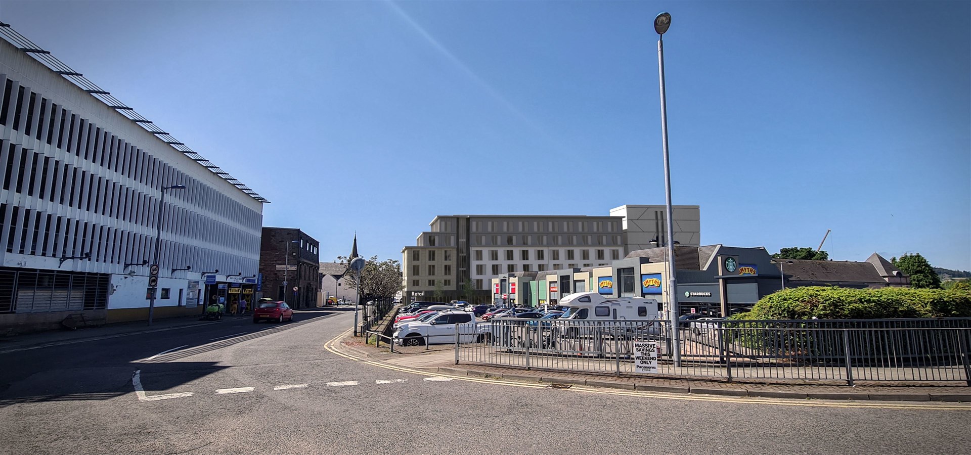 The redrawn proposal for a Courtyard By Marriott hotel at the Ironworks site on Academy Street