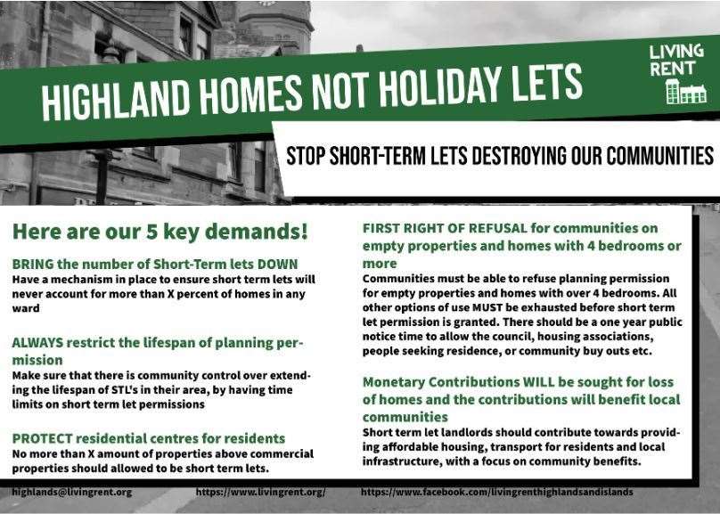 Living Rent wants the Highland Council to be even more radical in tackling STLs.