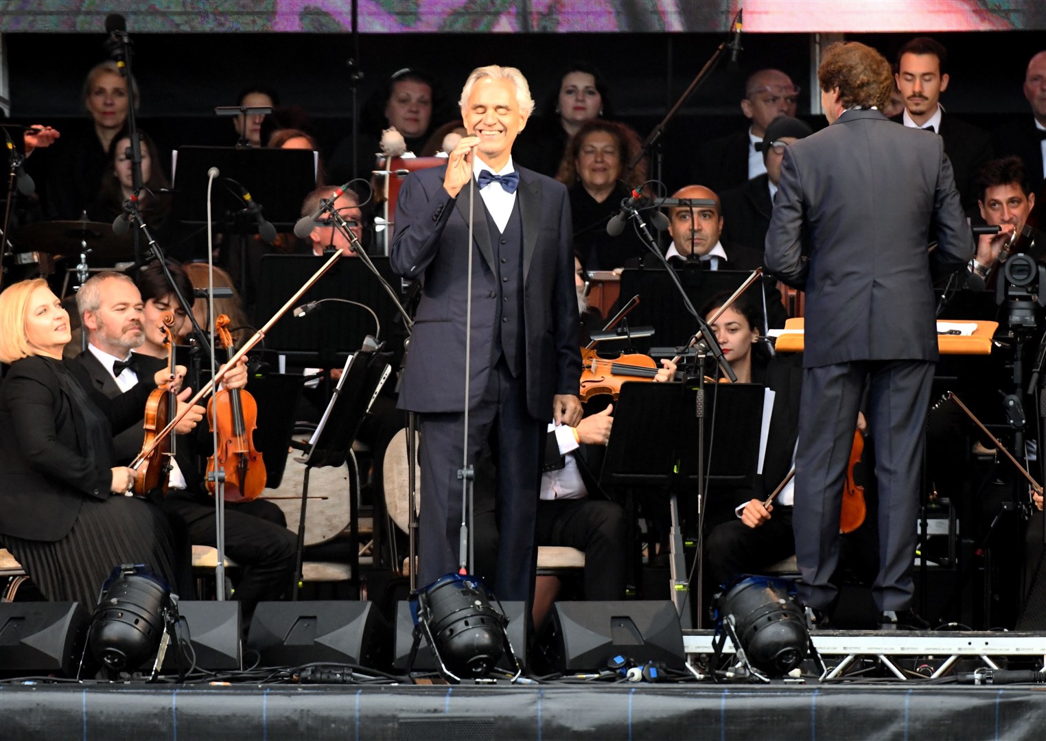 Andrea Bocelli arrives onstage. Picture: James Mackenzie