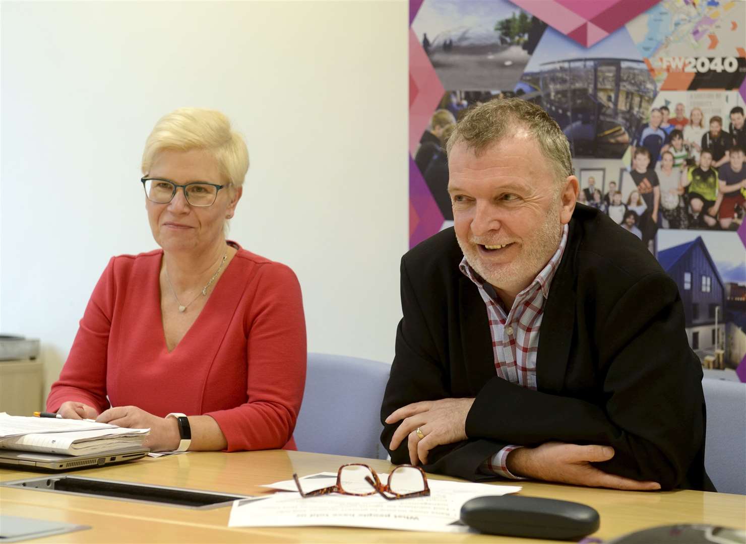 Executive chief officer of resources and finance Liz Denovan and deputy council leader, Cllr Alasdair Christie.