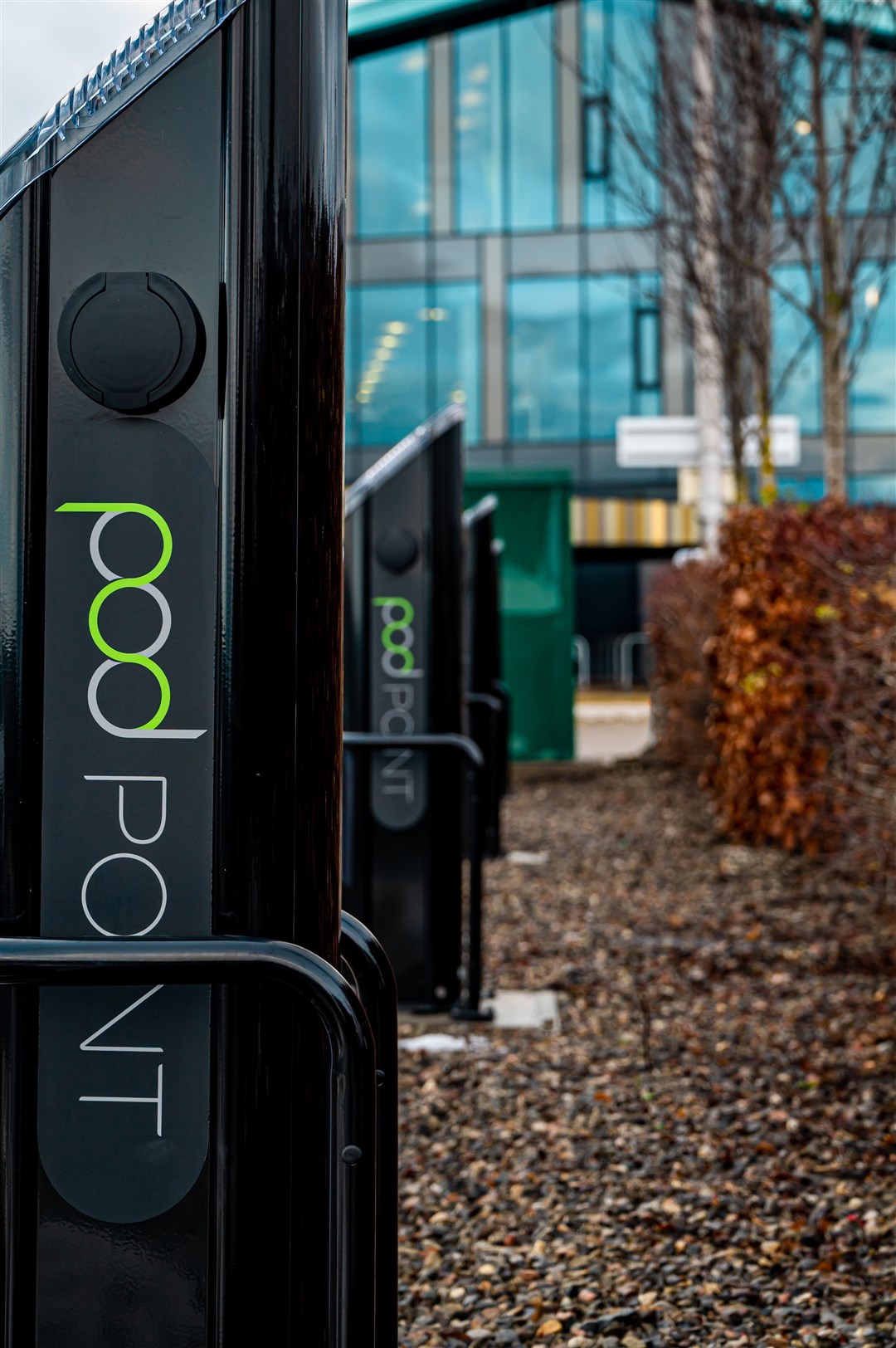 The new charging points at Inverness Campus will soon be able to charge up to 12 vehicles at once.
