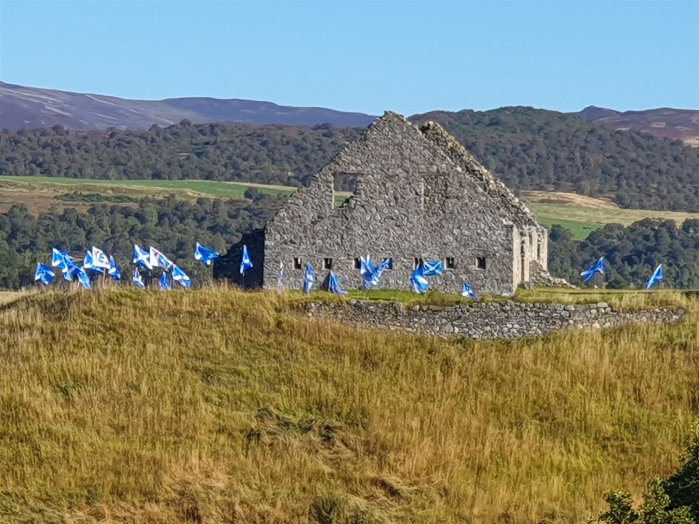 MESSAGE IS CLEAR: Saltires fly once more over the Hanoverian barracks which the Jacobites burned down