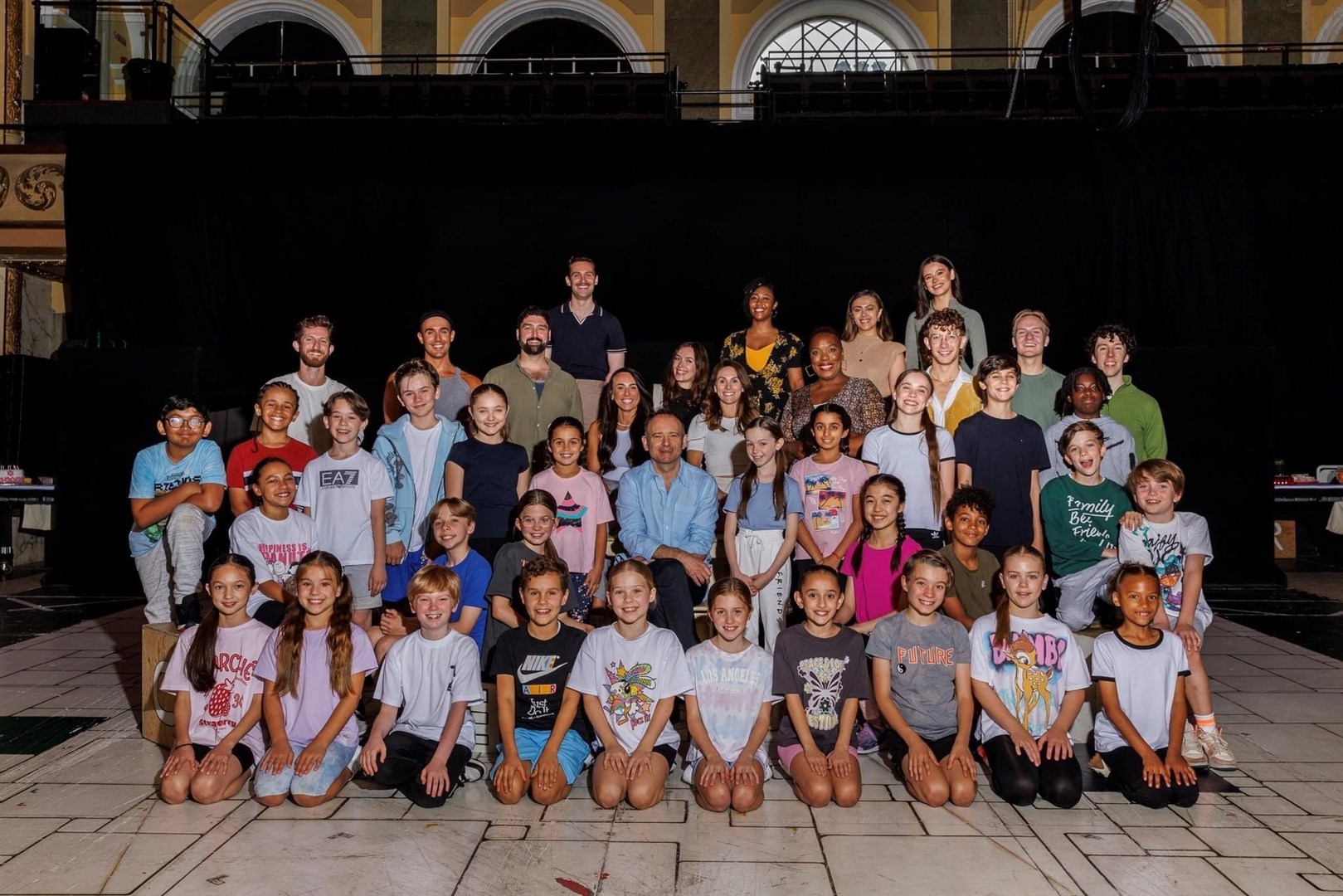 Matilda the Musical cast - that's Ruairidh in the corner (in the green). Photo: Ellie Kurtz