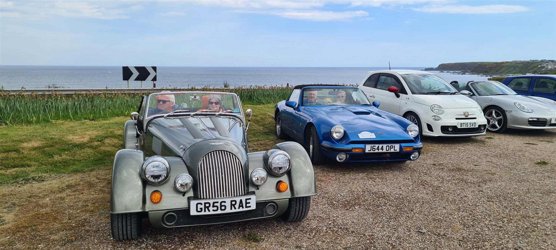 WE DO LIKE TO BE BESIDE THE SEASIDE: Some of the rally brigade who went on to raise £9,000 for charities yesterday