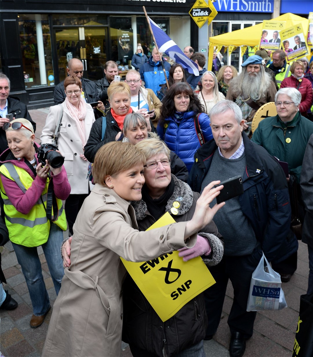 NFirst Minister Nicola Sturgeon on visit to Inverness.Selfies on the High Street.Picture: Gary Anthony. Image No.033268.