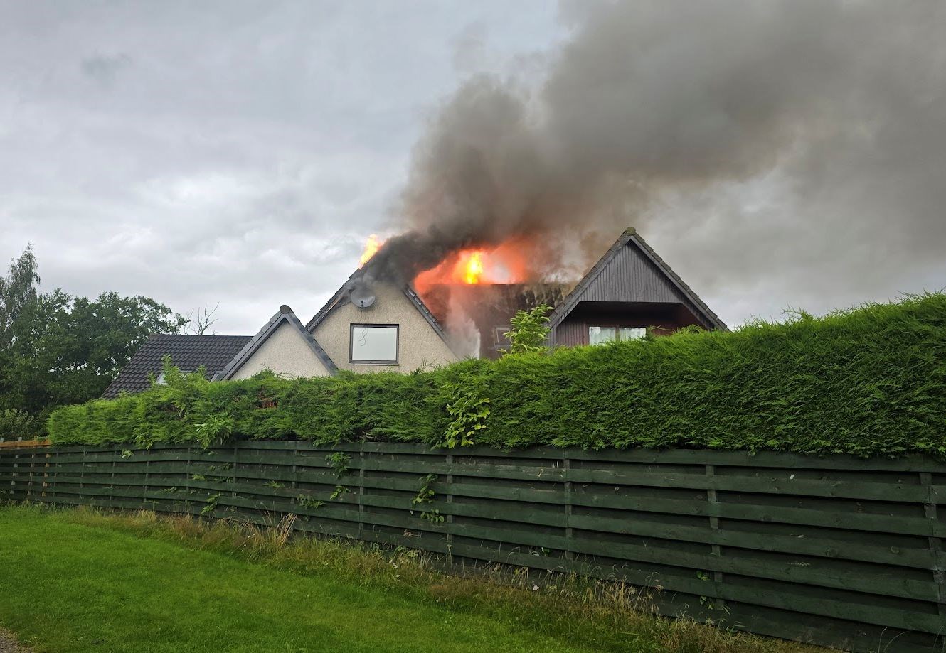 The fire which took hold at the property in Grampian View. Picture: Lukas Dembicki.