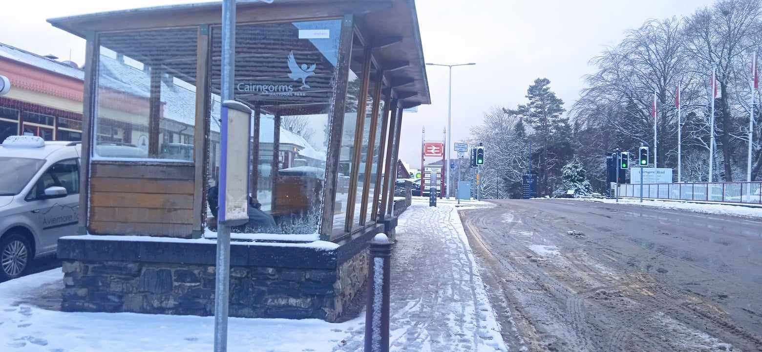 Bus stop: no 30 service passengers today. Picture David Macleod