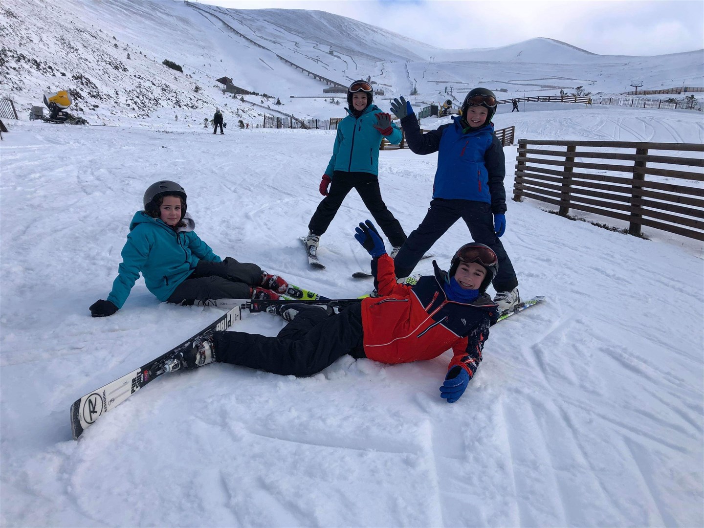 Youngsters take a break from their ski lessons with Aviemore-based Free Ski last week during half-term. The further arrival of snow since then has led to the best conditions of this ski season so far.