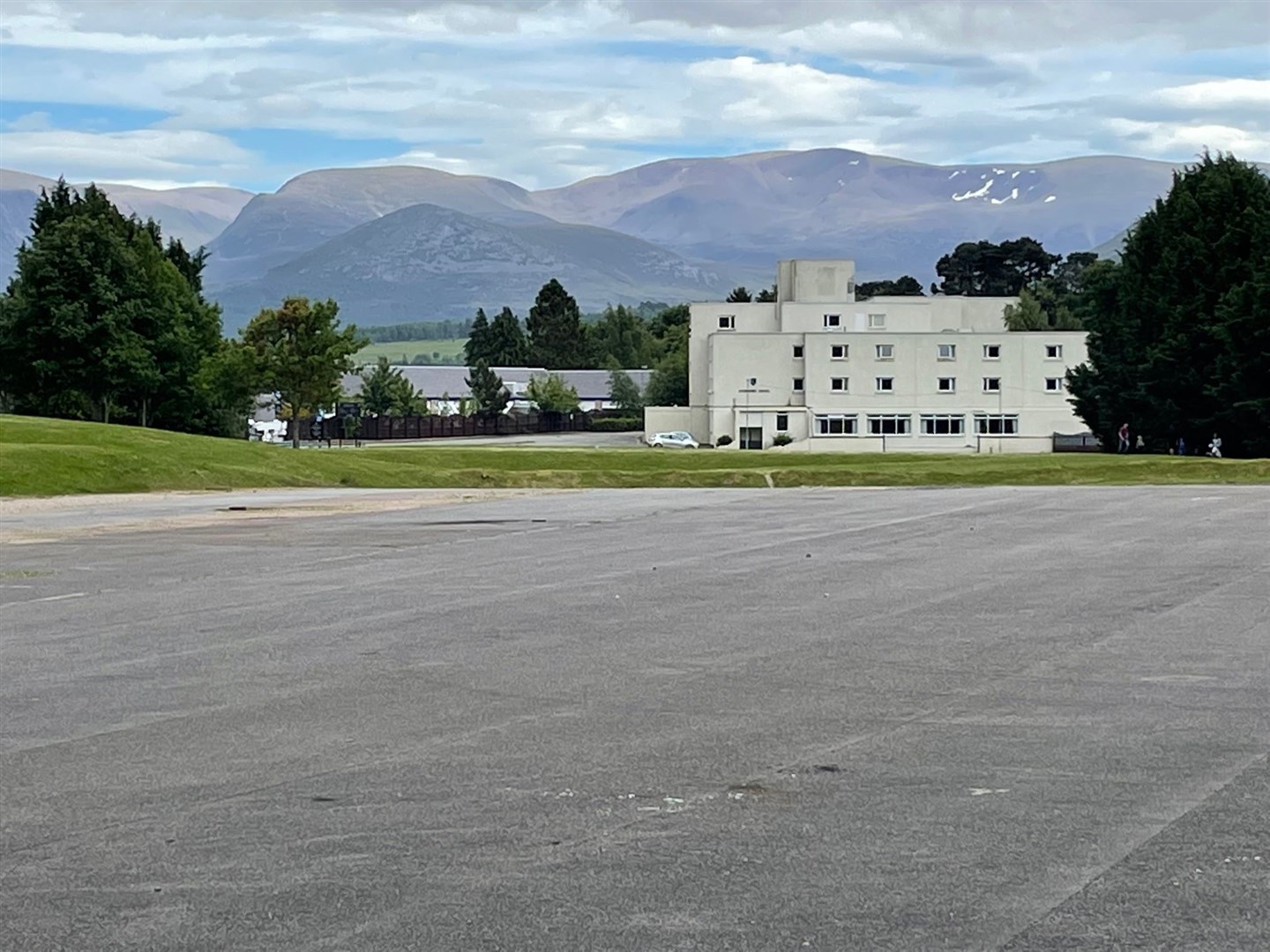 Part of the extensive hard-standing which forms large part of application site at the Macdonald Aviemore Resort.