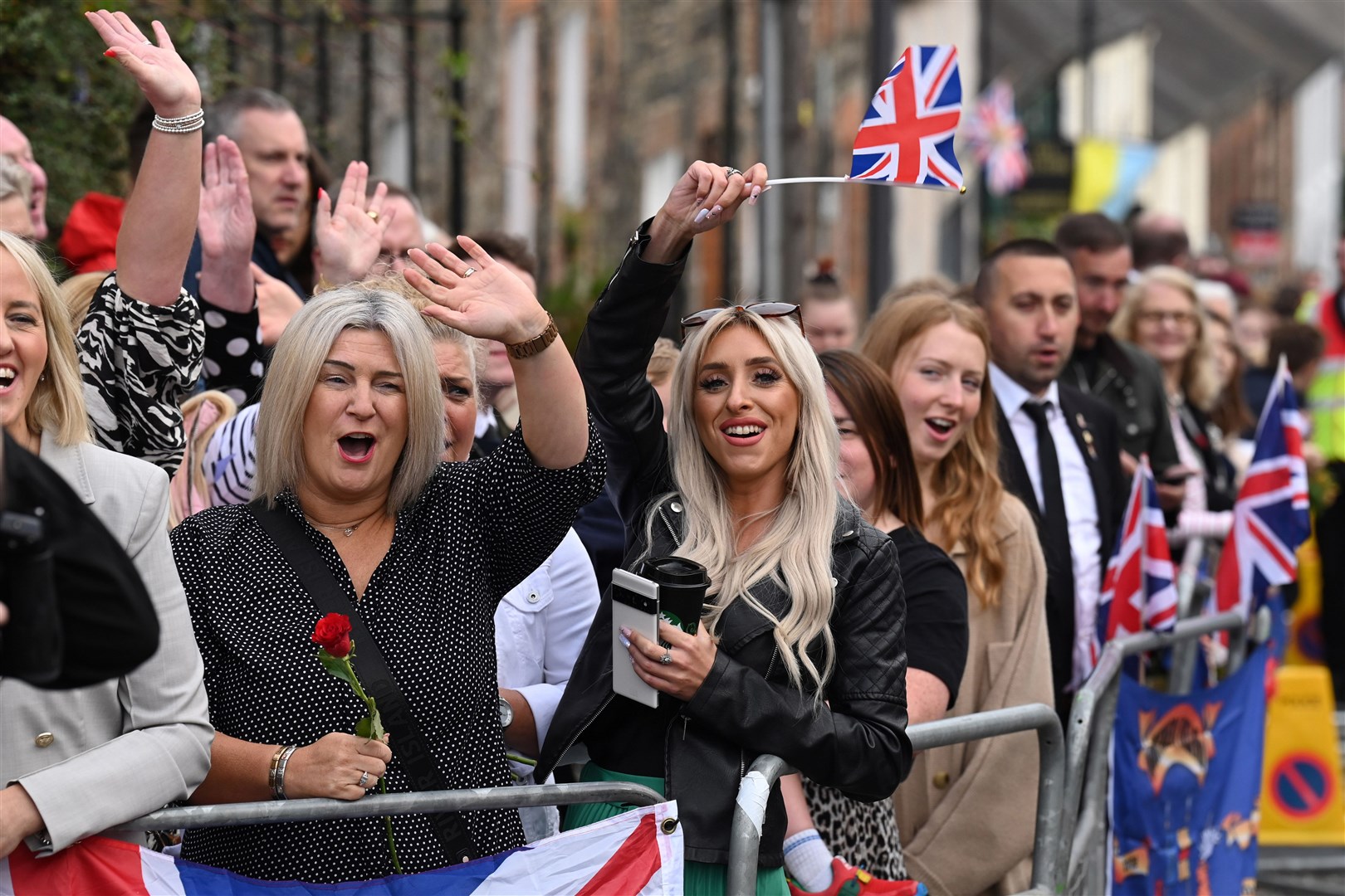 Hundreds of people gathered in the village of Hillsborough in Co Down ahead of the royal visit (Michael Cooper/PA)