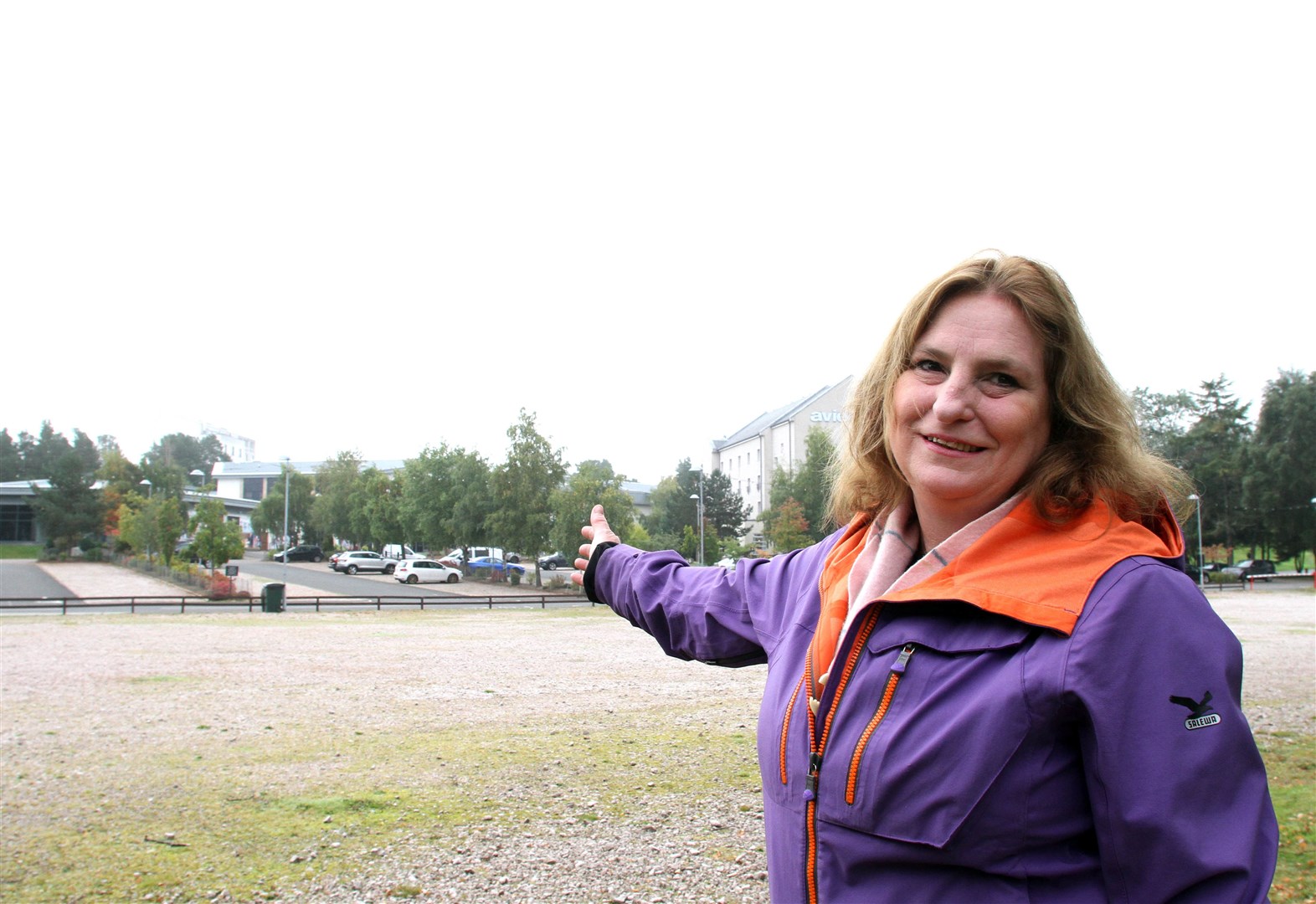 N-ice one: Hazel Pavitt, chairwoman of AGCT, at the site proposed for a new temporary ice rink in Aviemore.