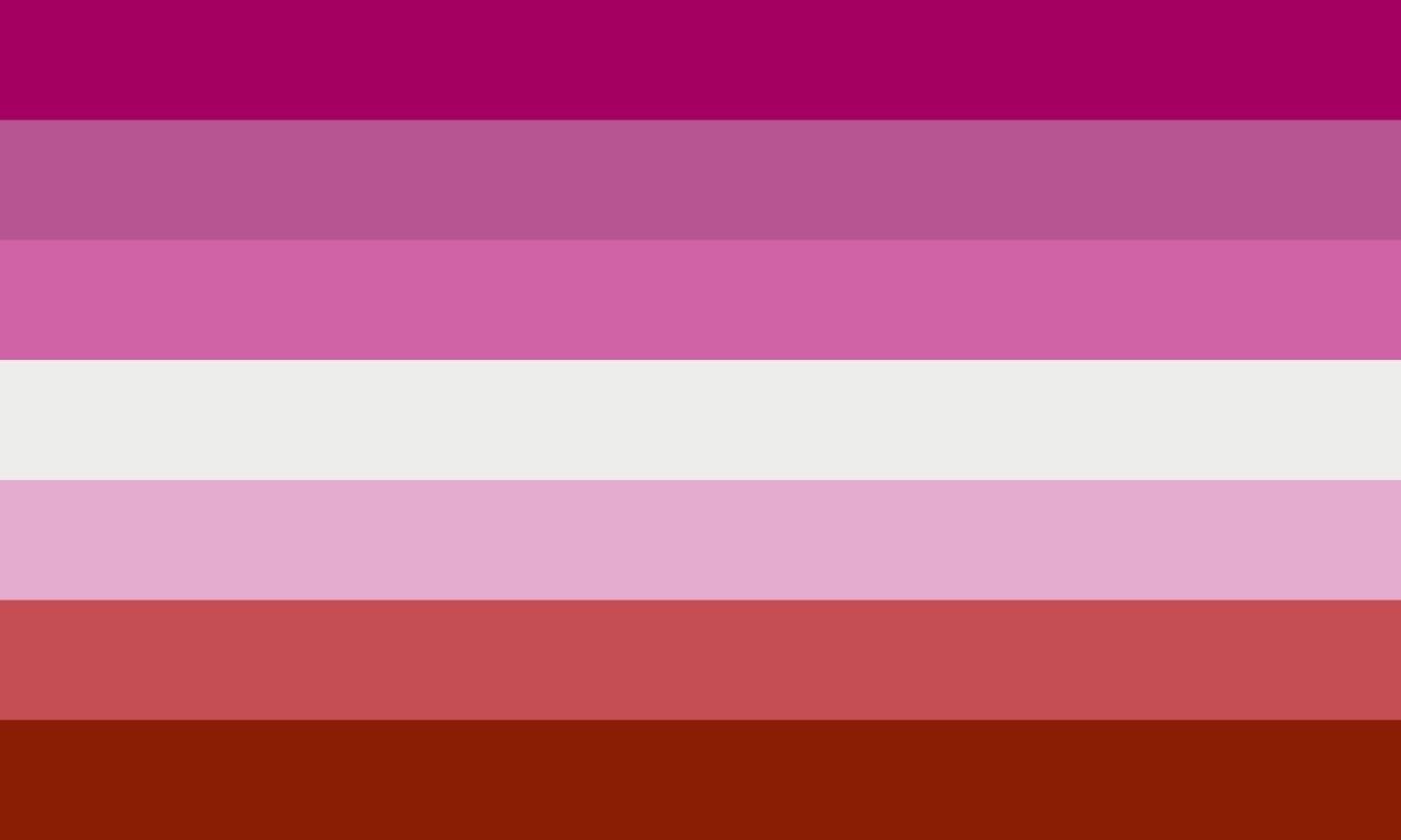 One variation of a pride flag representing lesbian women.