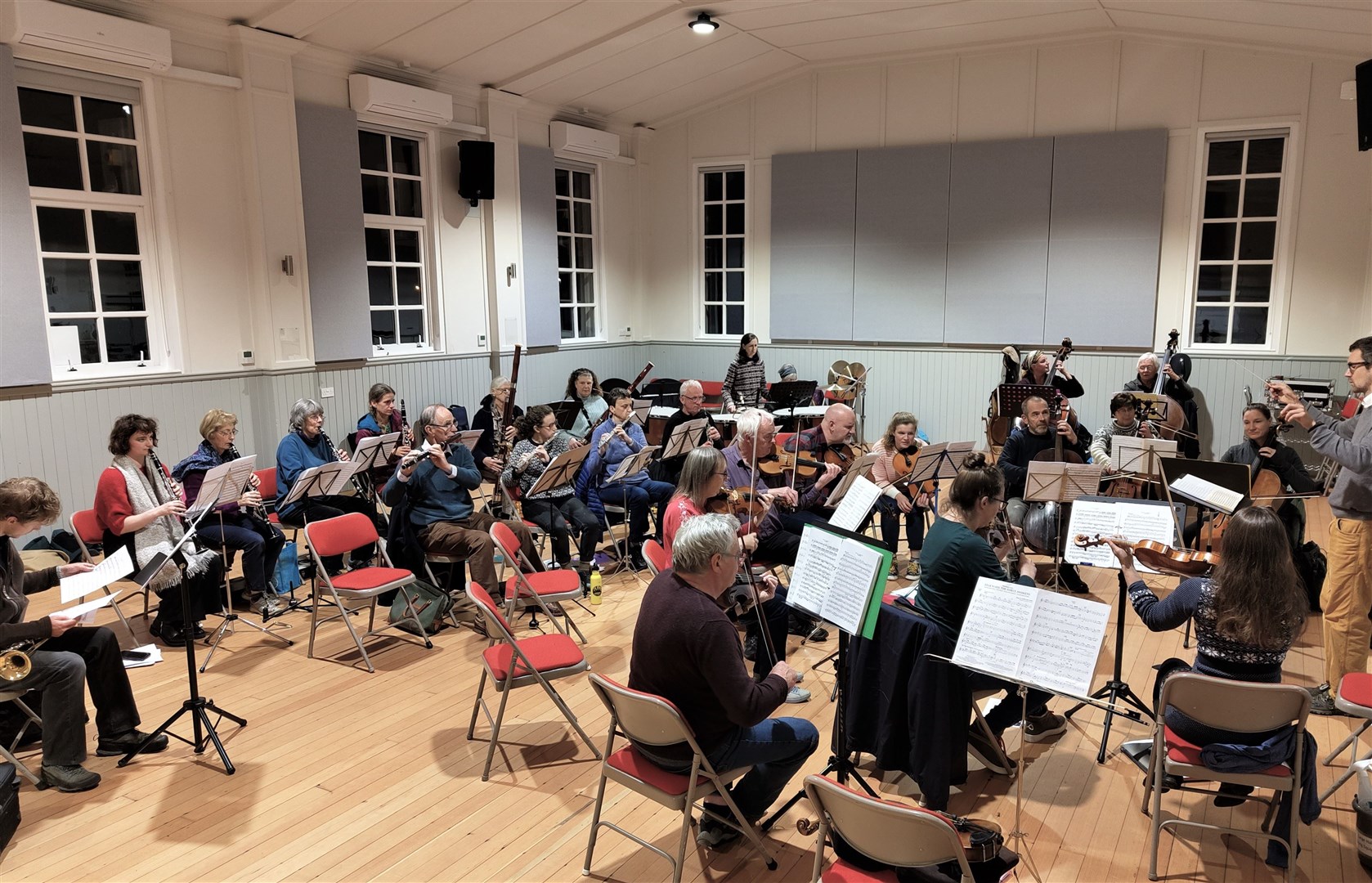TEAMWORK: An early rehearsal session for Robin and the orchestra at Nethybridge