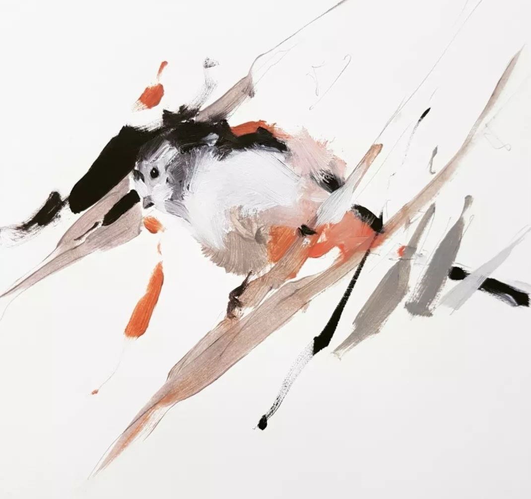 Less is more in this creation of a Longtailed tit.