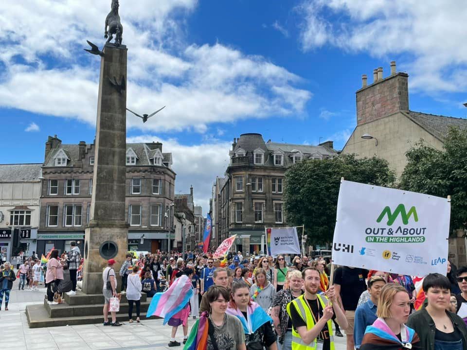 Marchers in Falcon Square.
