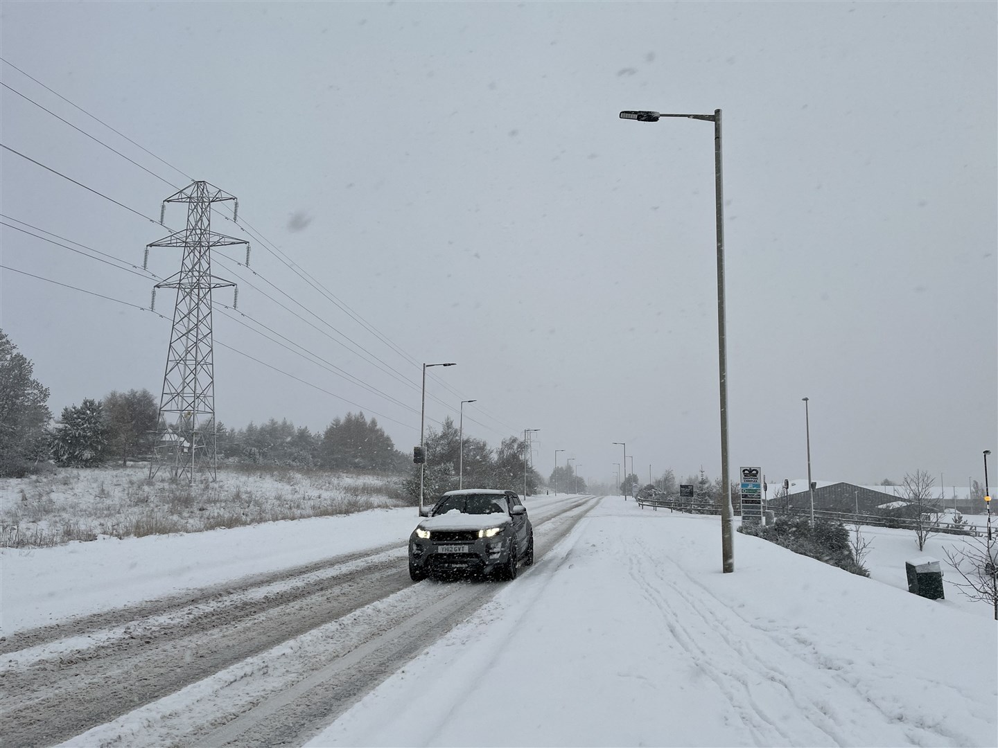 Snow in Milton of Leys in Inverness.