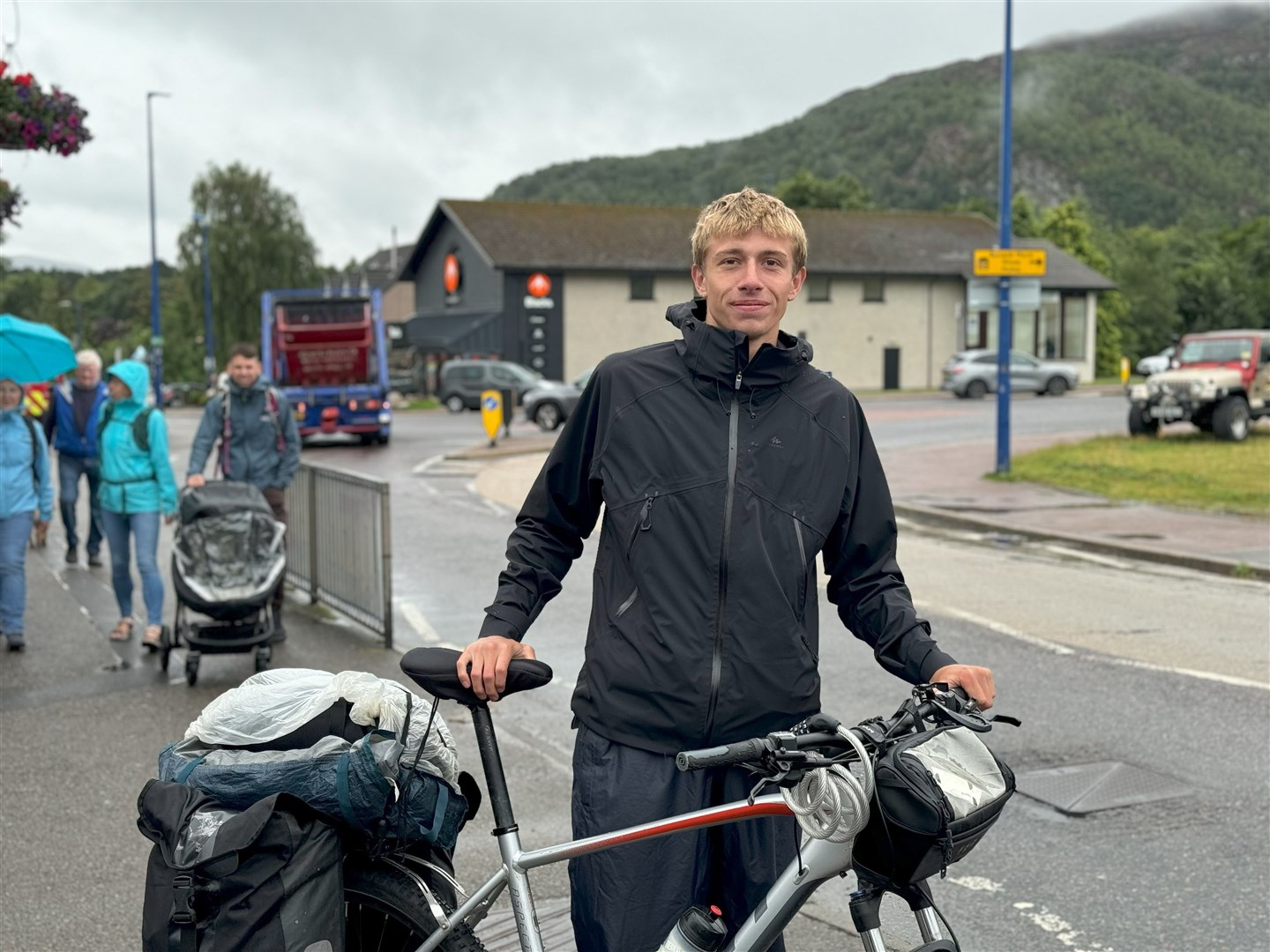 Harold Evan arrived in the village by bike after a rather long cycle.