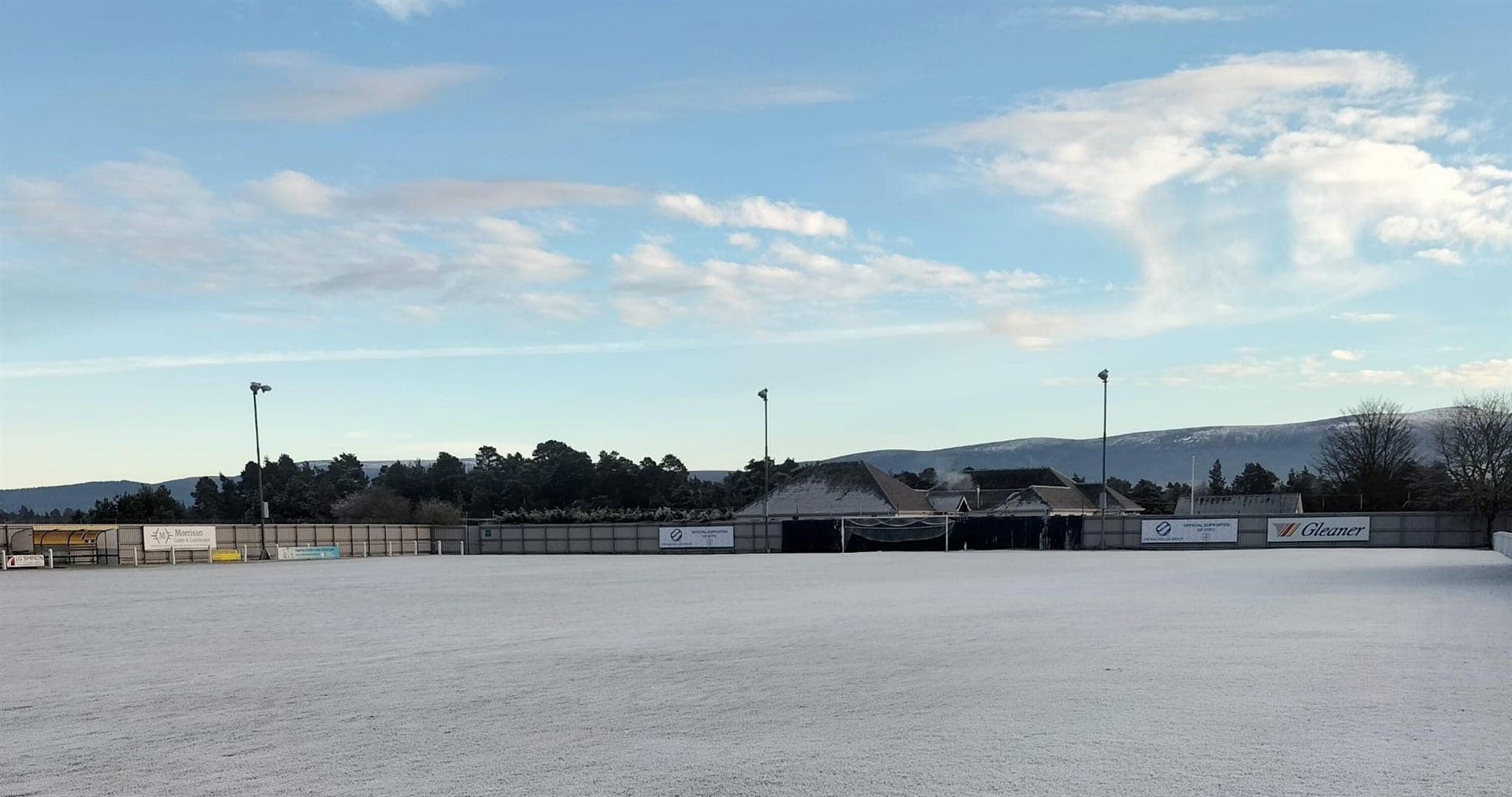 The game between Strathspey Thistle v Wick Academy was postponed due to a frozen pitch at Seafield Park. Picture: Strathspey Thistle FC