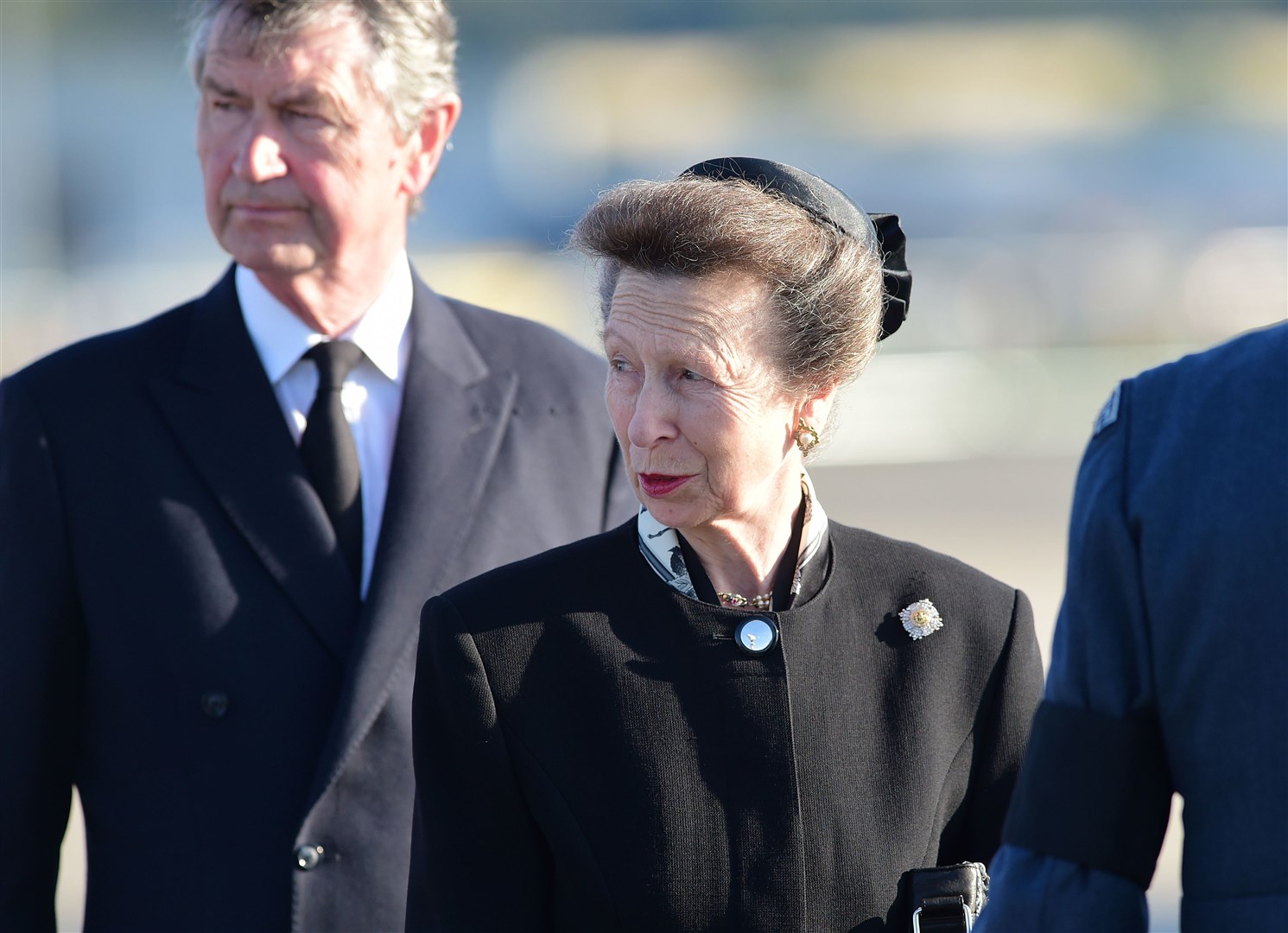 The Princess Royal and Vice Admiral Sir Tim Laurence accompanied the Queen’s coffin on its journey from Edinburgh to London (Victoria Stewart/Daily Record)