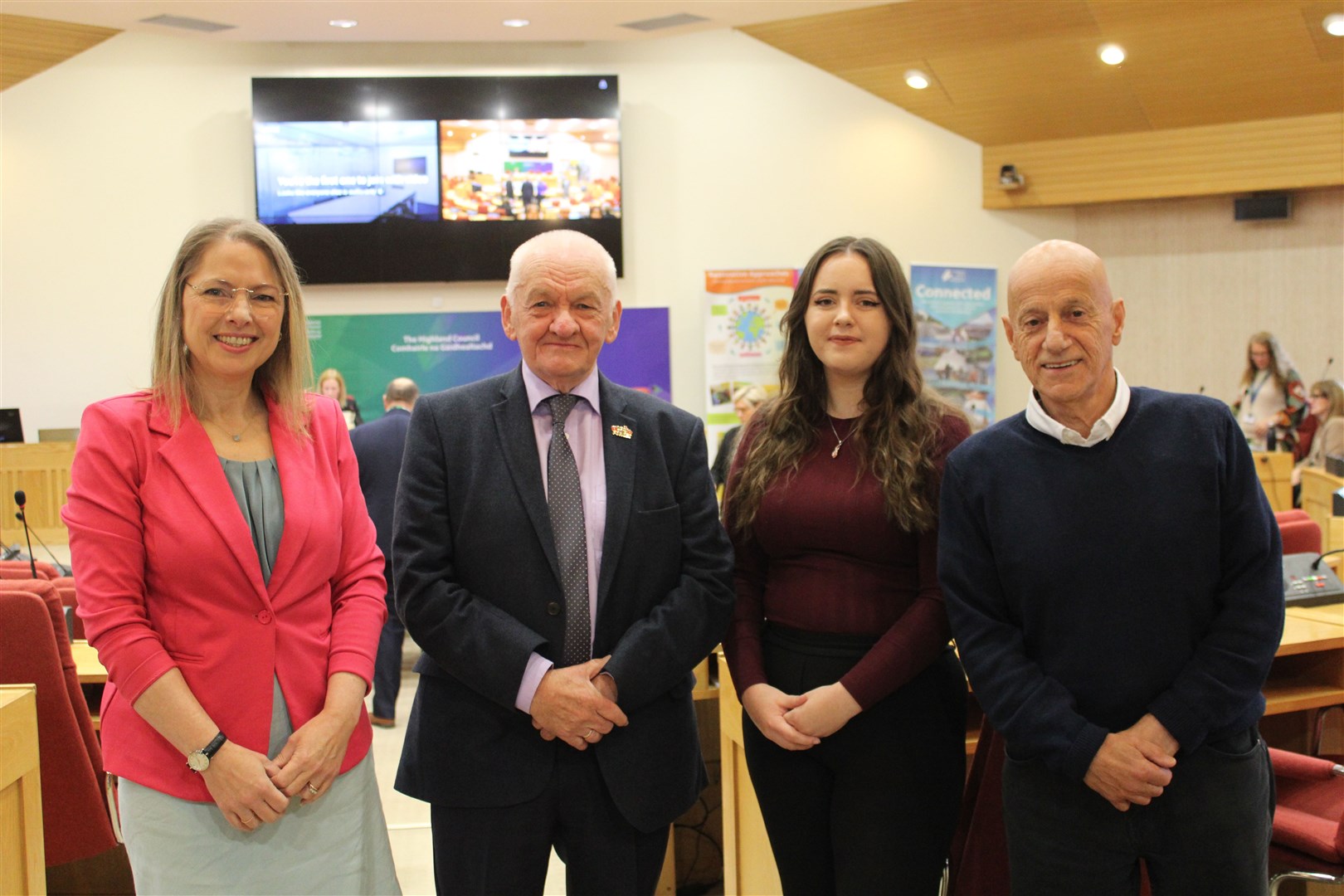Newly appointed Highland Youth Convener Lauren McKittrick, with from left Kate Lackie, Drew Millar, and John Finlayson.