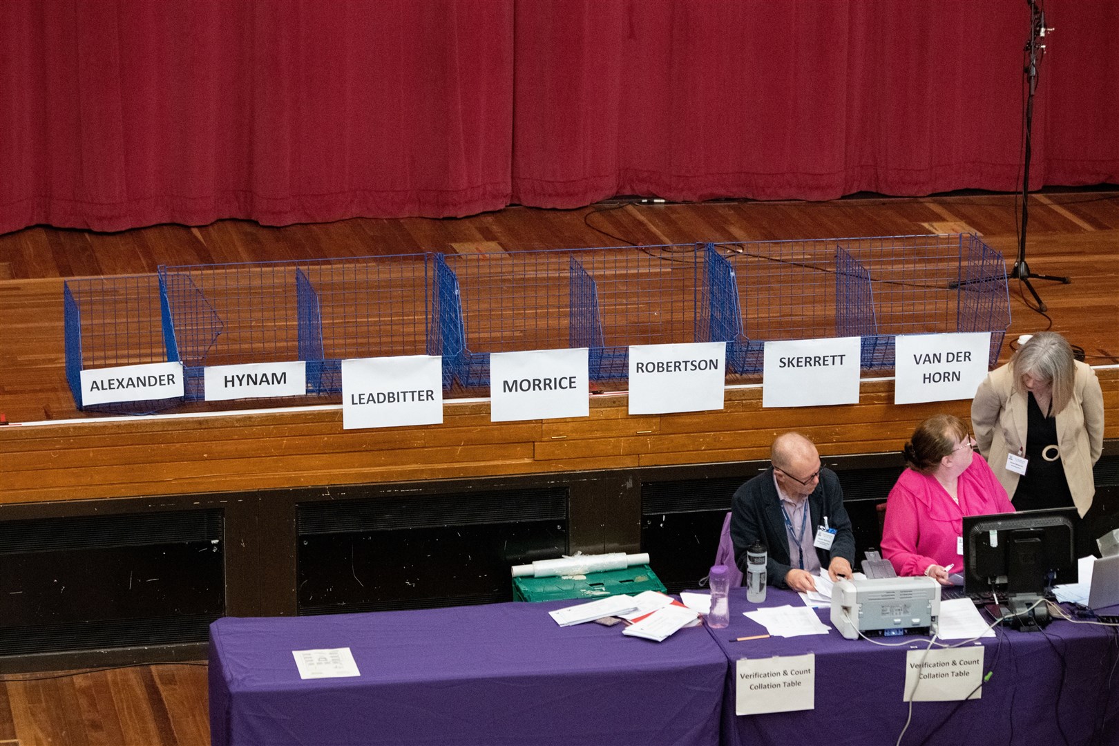 Awaiting counted votes.Moray West, Nairn and Strathspey Election Count at Elgin Town Hall. Picture: Daniel Forsyth.
