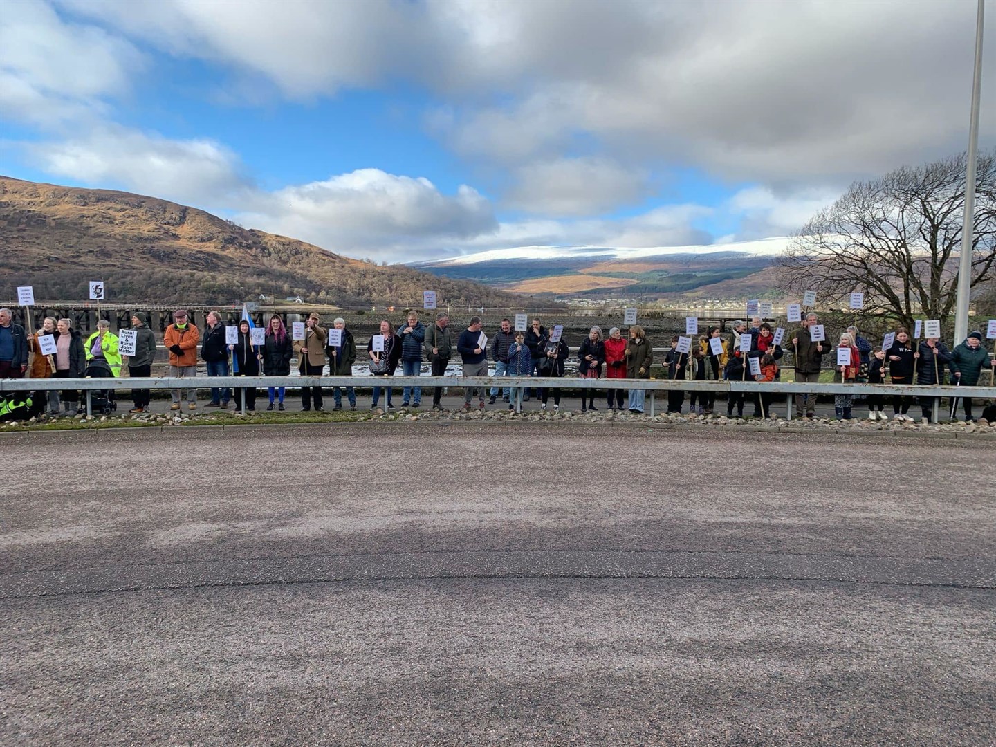 Having their say: demonstrators today at Fort William
