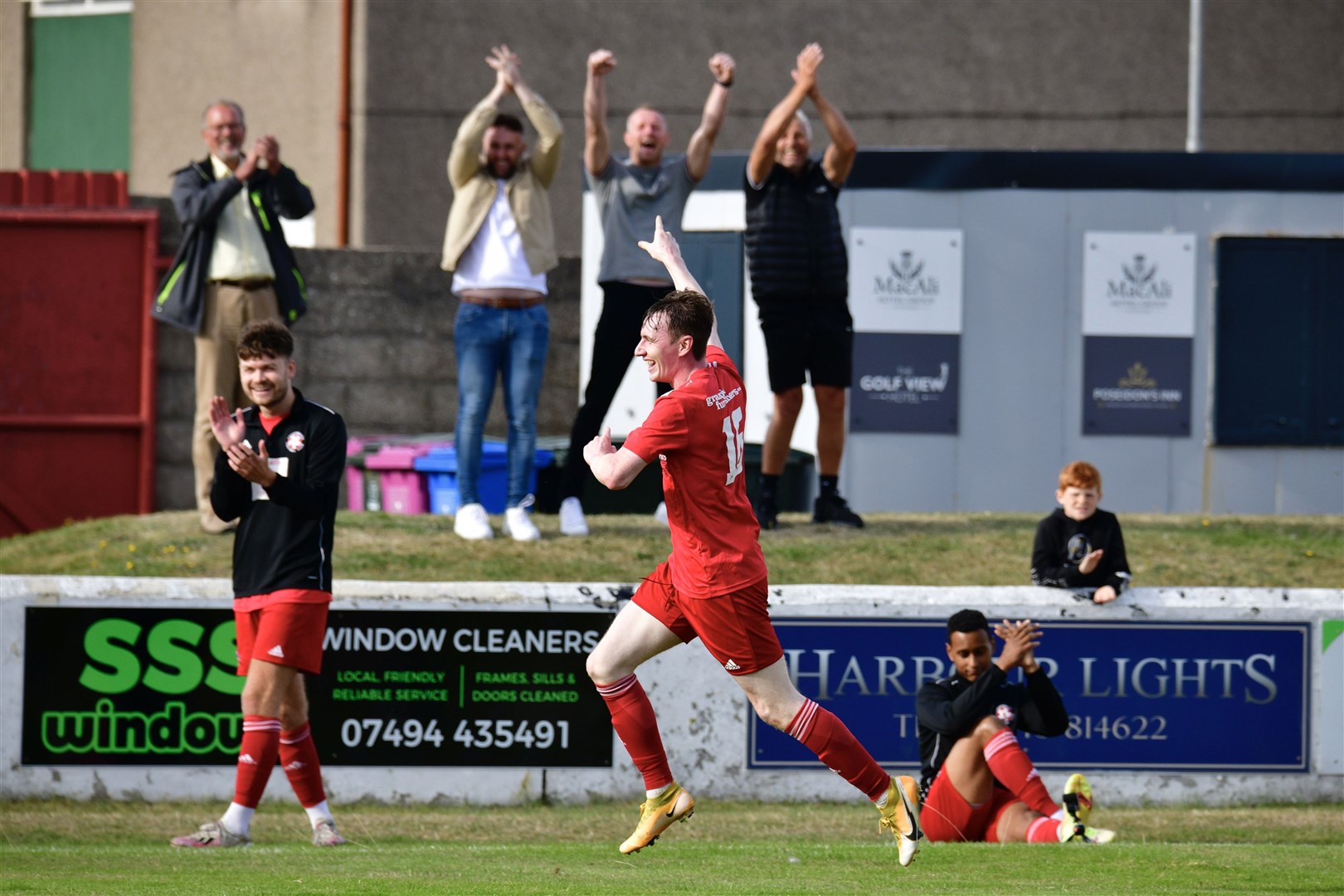 Baylee Campbell celebrates his goal for Lossiemouth in a 5-1 victory over Nairn County. Picture: Daniel Forsyth