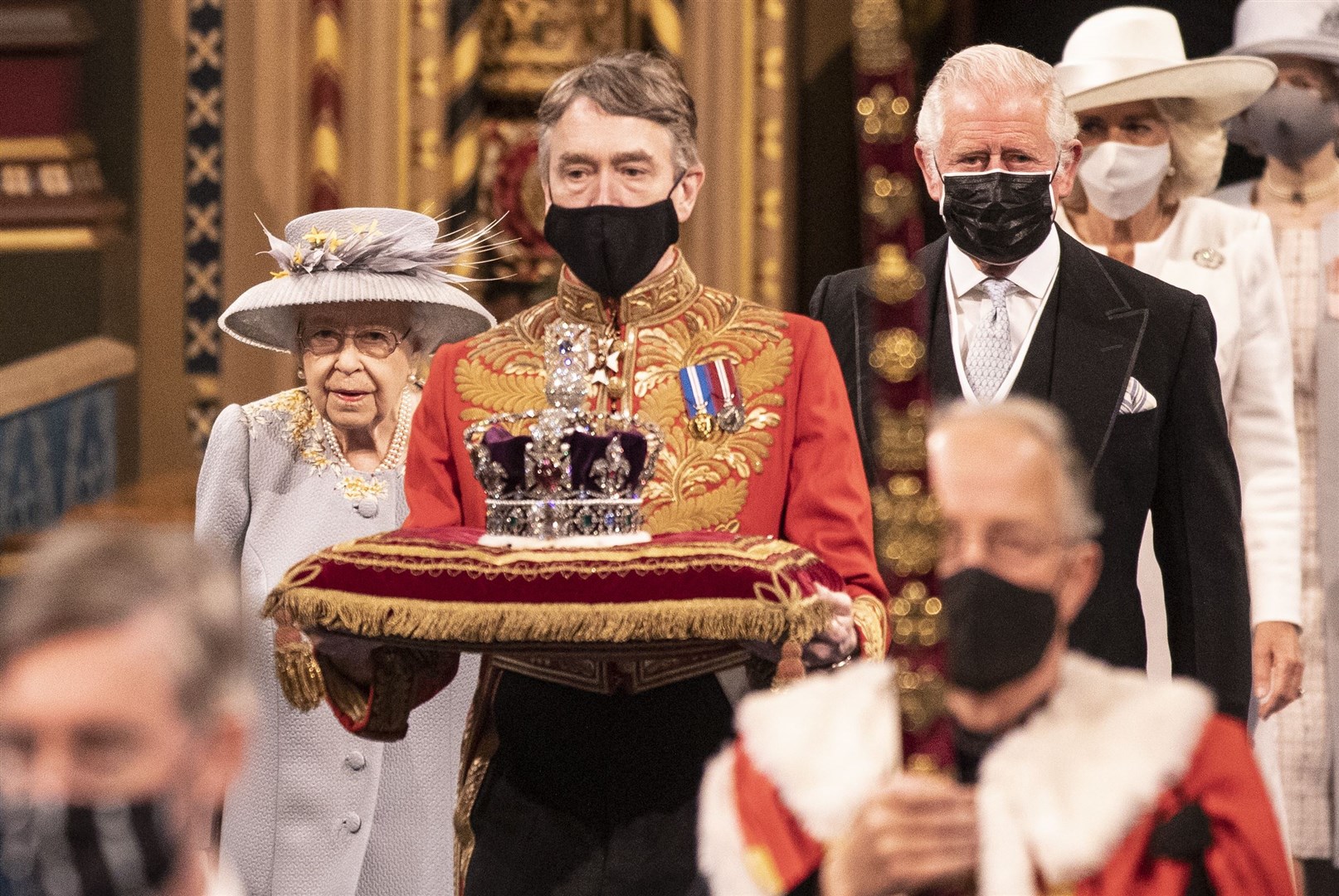 The Queen, accompanied by the Prince of Wales, at the State Opening of Parliament in May (Richard Pohle/The Times/PA)