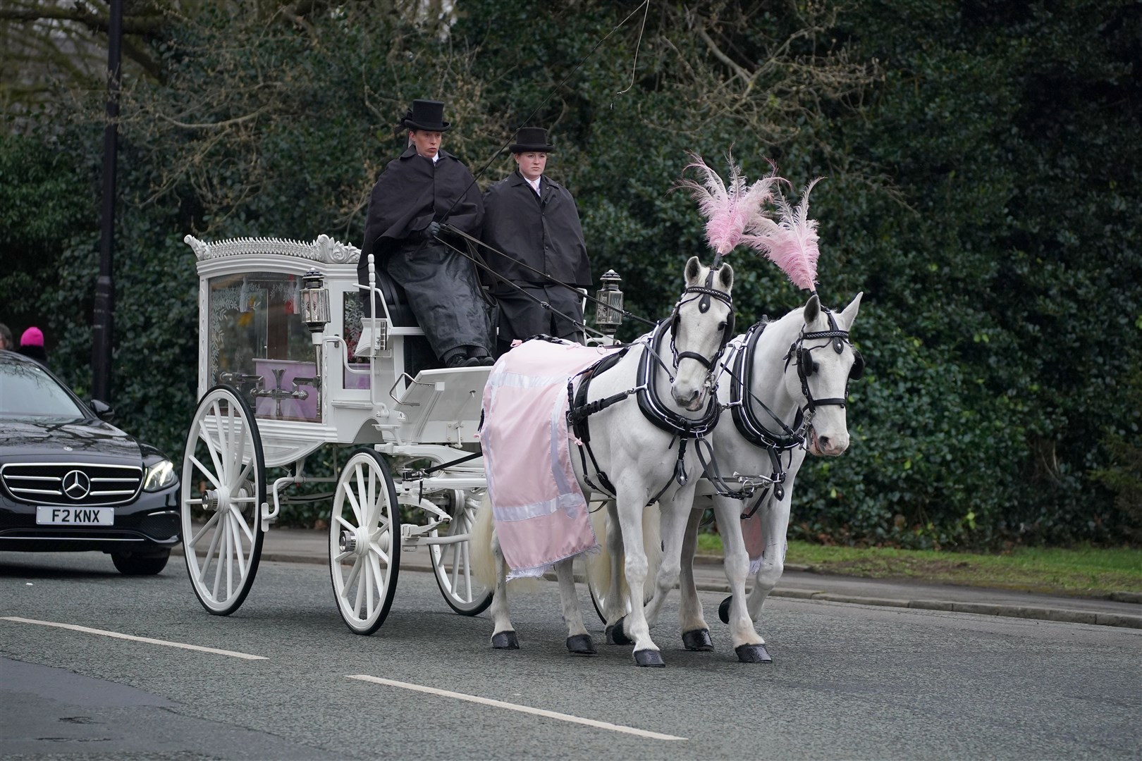 The horse-drawn carriage arrives at Elphin’s Parish Church (Peter Byrne/PA)
