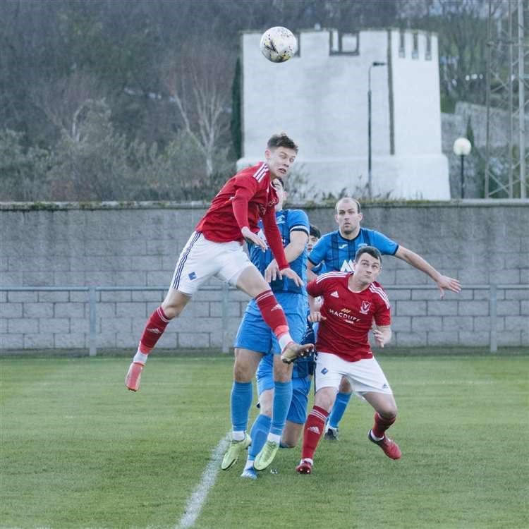 Action in the air at Deveronvale. Picture: Finlay Thom