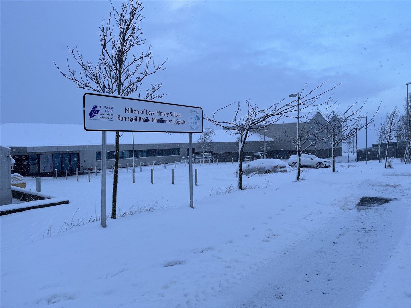 Milton of Leys Primary School in Inverness which is closed due to the bad weather..