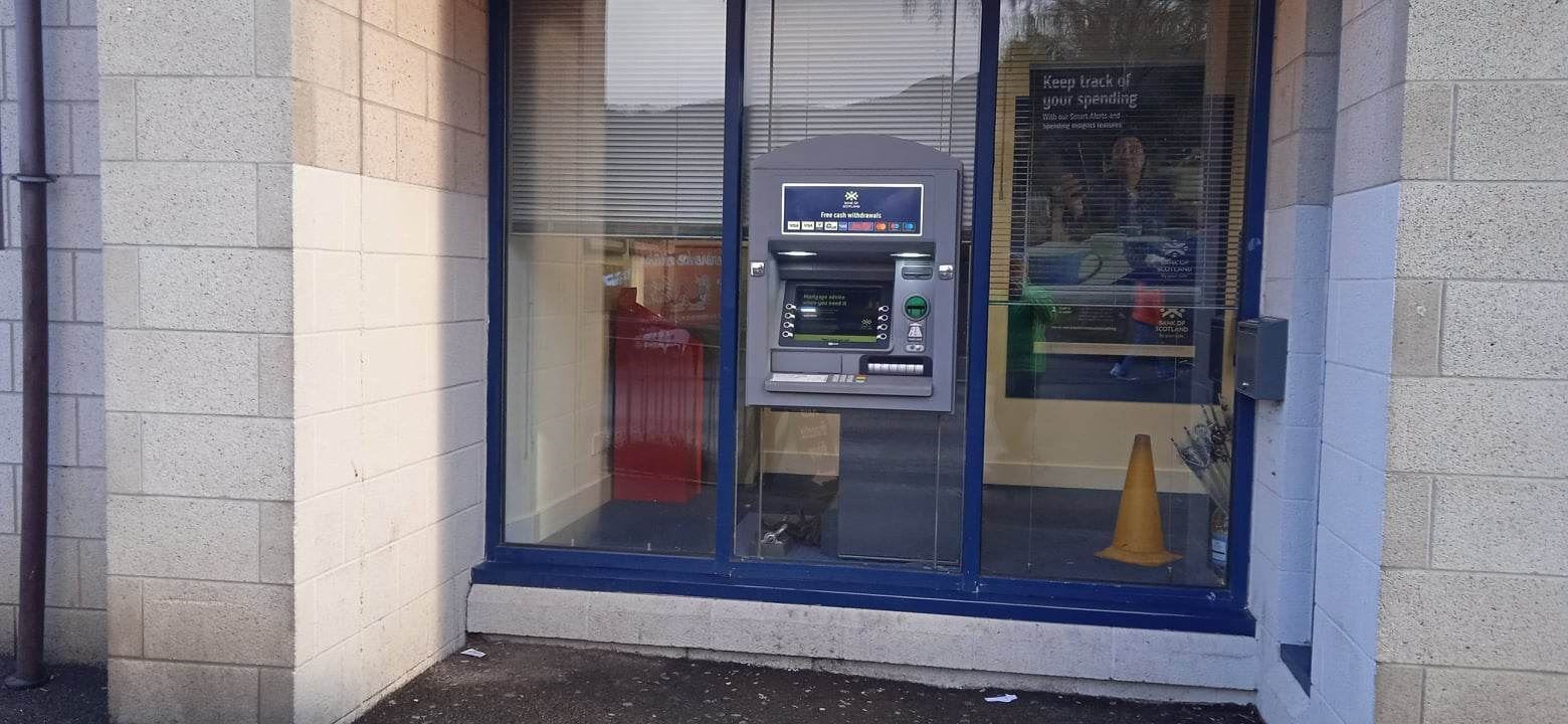 Disappearing act: one of the strath's ATMs still in operation. This one is at Aviemore's Bank of Scotland branch. Picture: David Macleod