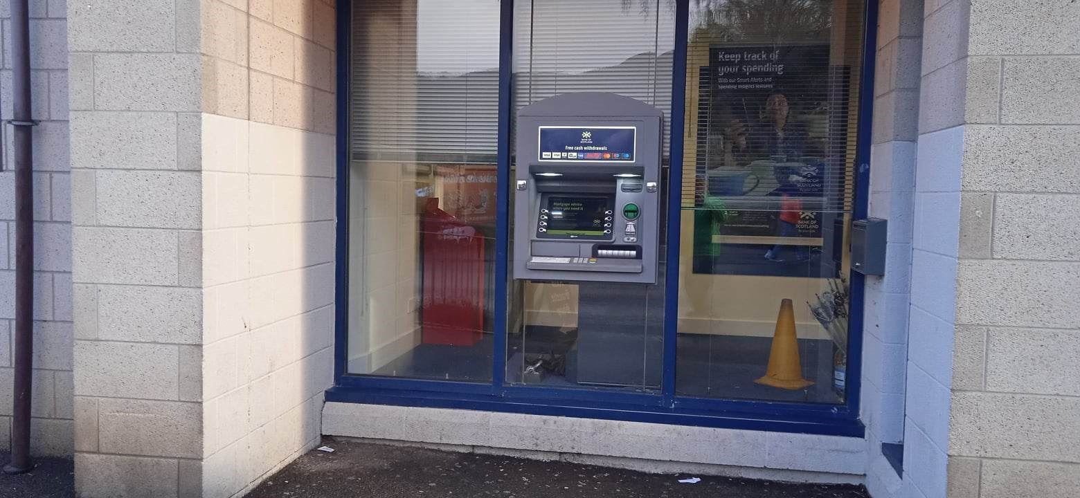 Disappearing act: one of the strath's ATMs still in operation. This one is at Aviemore's Bank of Scotland branch. Picture: David Macleod