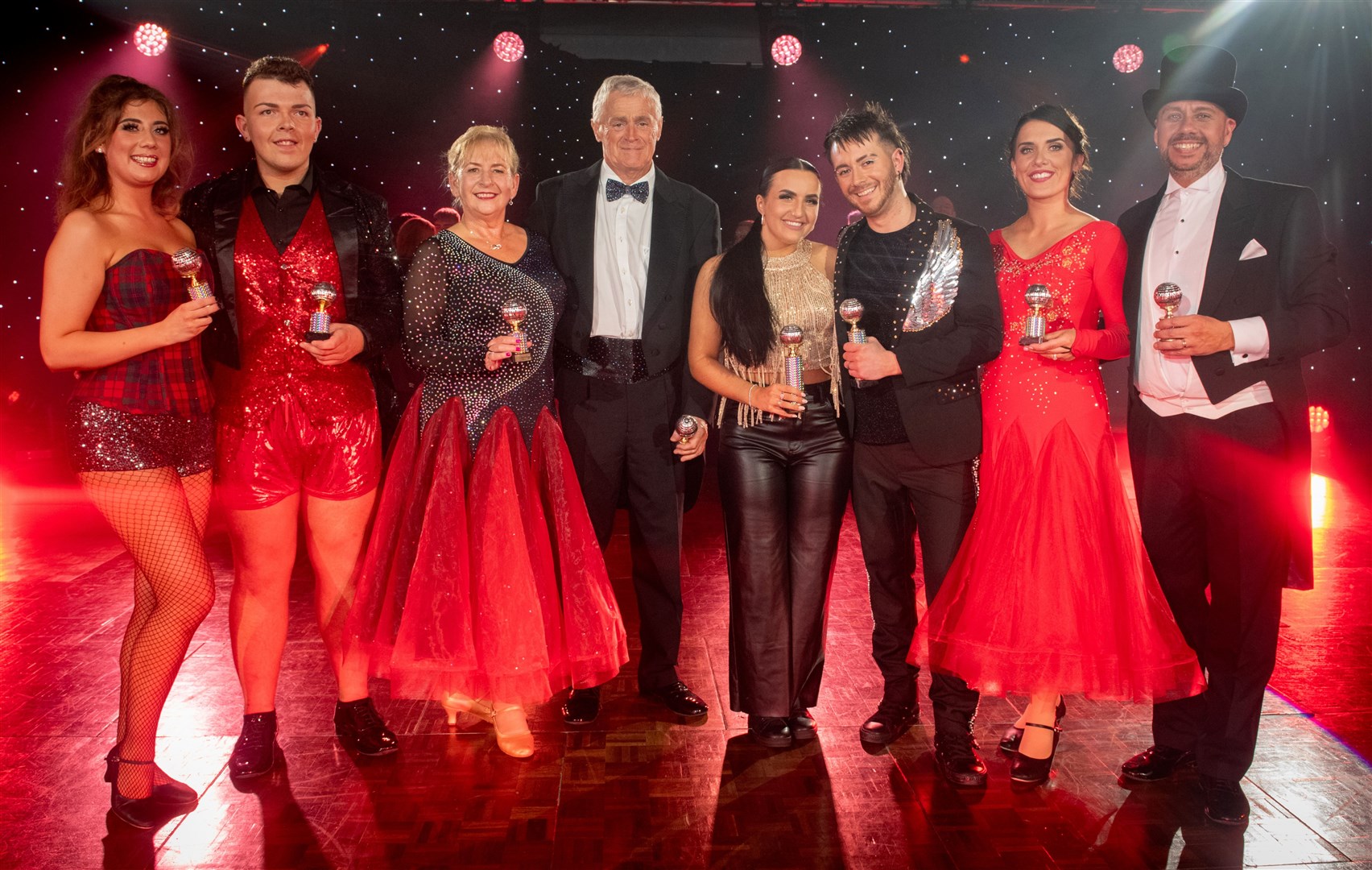 The four couples who made it through to the final from Thursday's semi final: Rachel Wood and Reece Mackay, Jackie Sutherland and Sonny Rhind, Beth Saunders and Darryl Geegan, Shireen Fyffe and Jason Kelman. Picture: Callum Mackay.