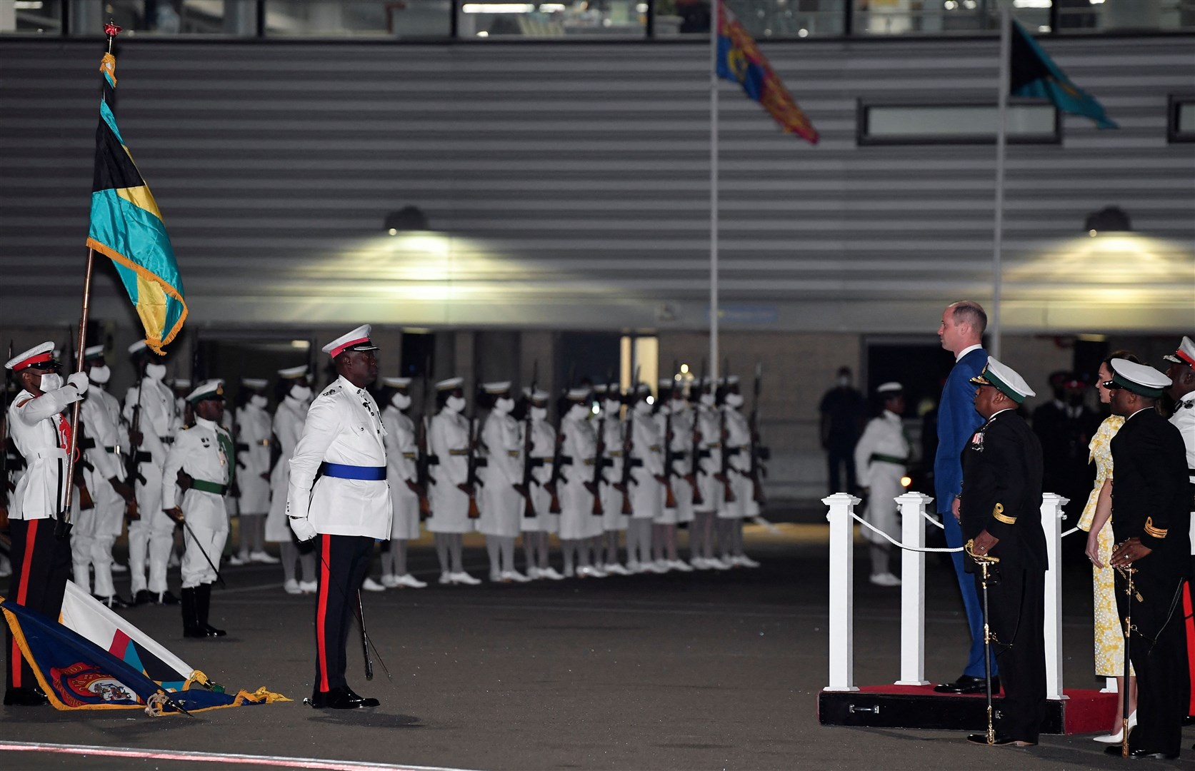 The then Duke of Cambridge observes a guard of honour during a departure ceremony at Lynden Pindling International Airport in the Bahamas in March (Toby Melville/PA)