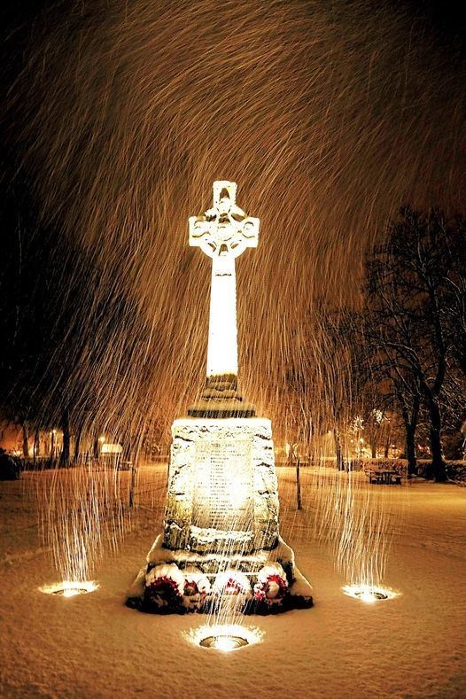 This is a library picture by David Macleod of Kingussie War Memorial - in fact today's weather is forecast to be dry, if not especially wearmer.