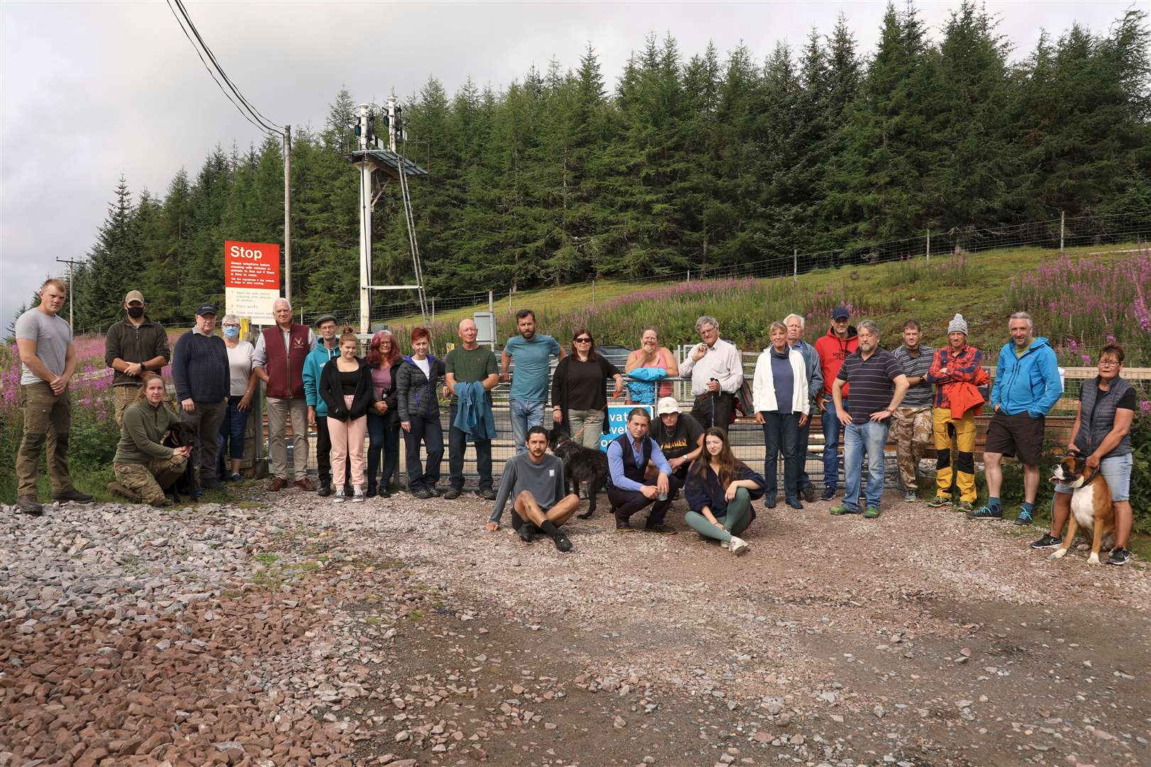 Campaigners last year at the crossing to Ben Alder estate which has been used for decades without incident.