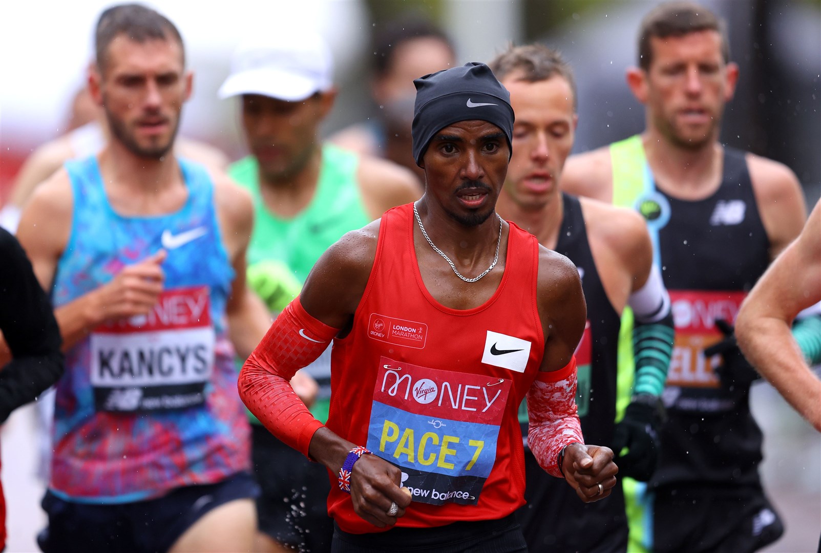 Sir Mo Farah during the men’s race (Richard Heathcoate/PA)