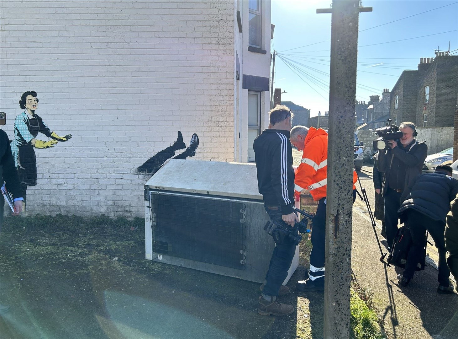 Thanet District Council confirmed it had removed the real-life chest freezer incorporated into the wall painting ‘on the grounds of safety’ (@danbamhiggins/PA)