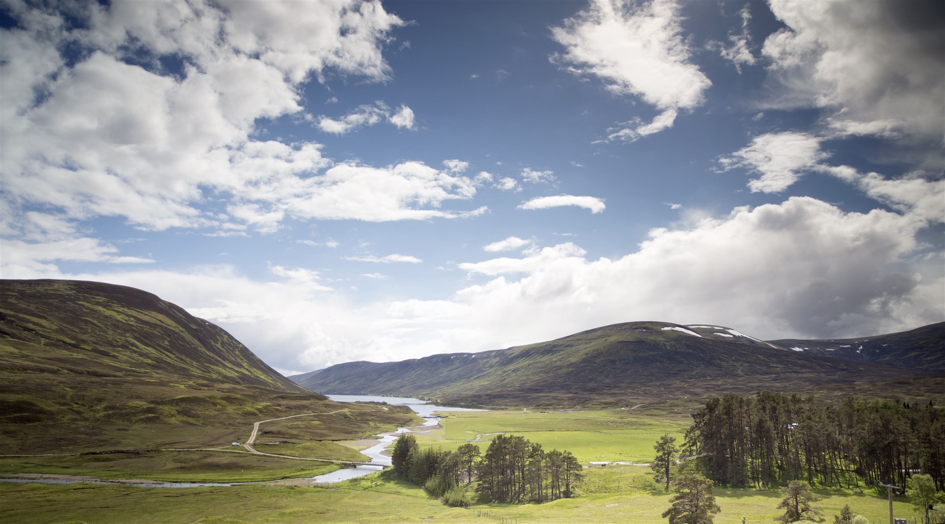 Beautiful loch and mountain landscape in the Cairngorm National Park.