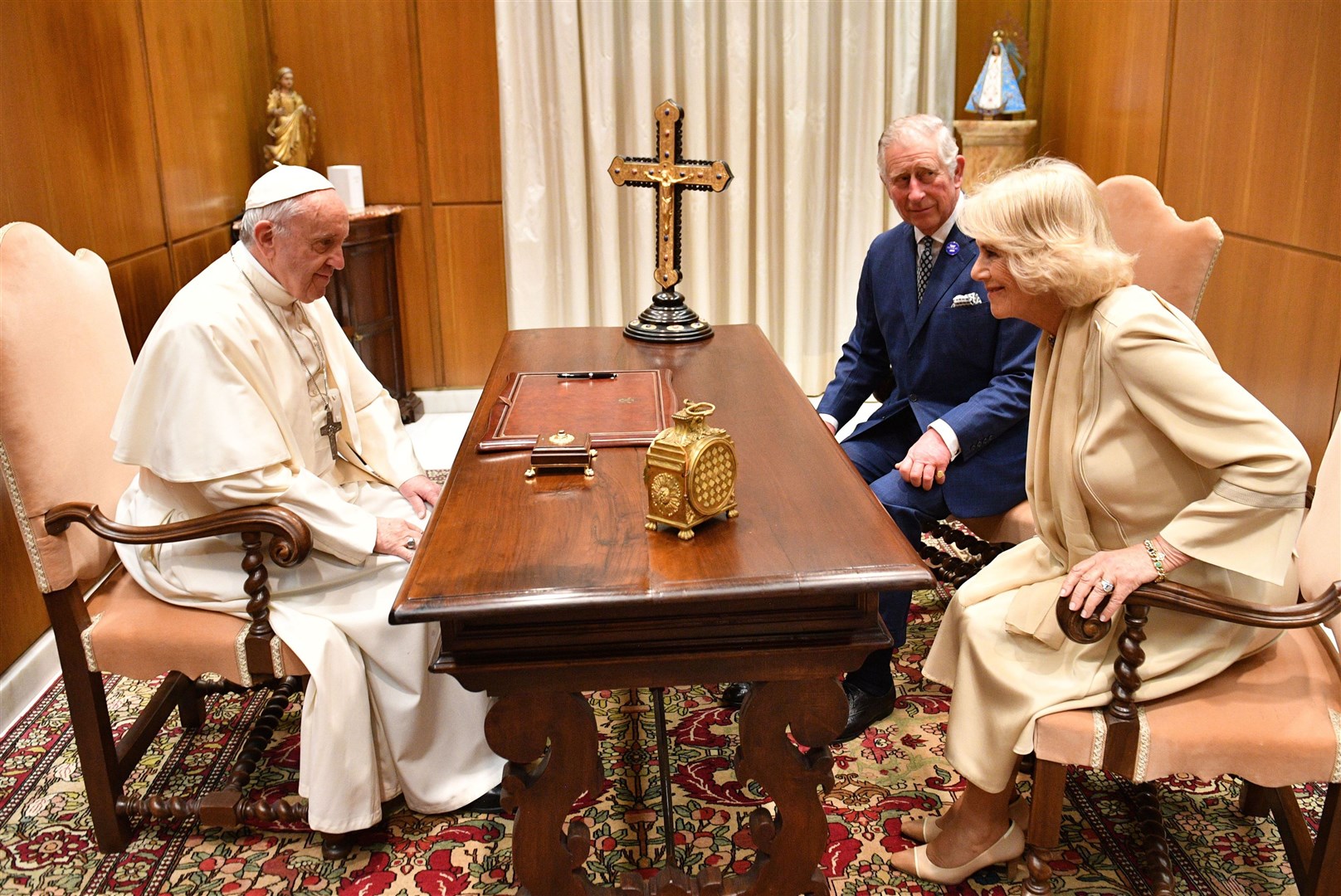 The Prince of Wales and Duchess of Cornwall during an audience with Pope Francis in 2017 (Tim Rooke/PA)