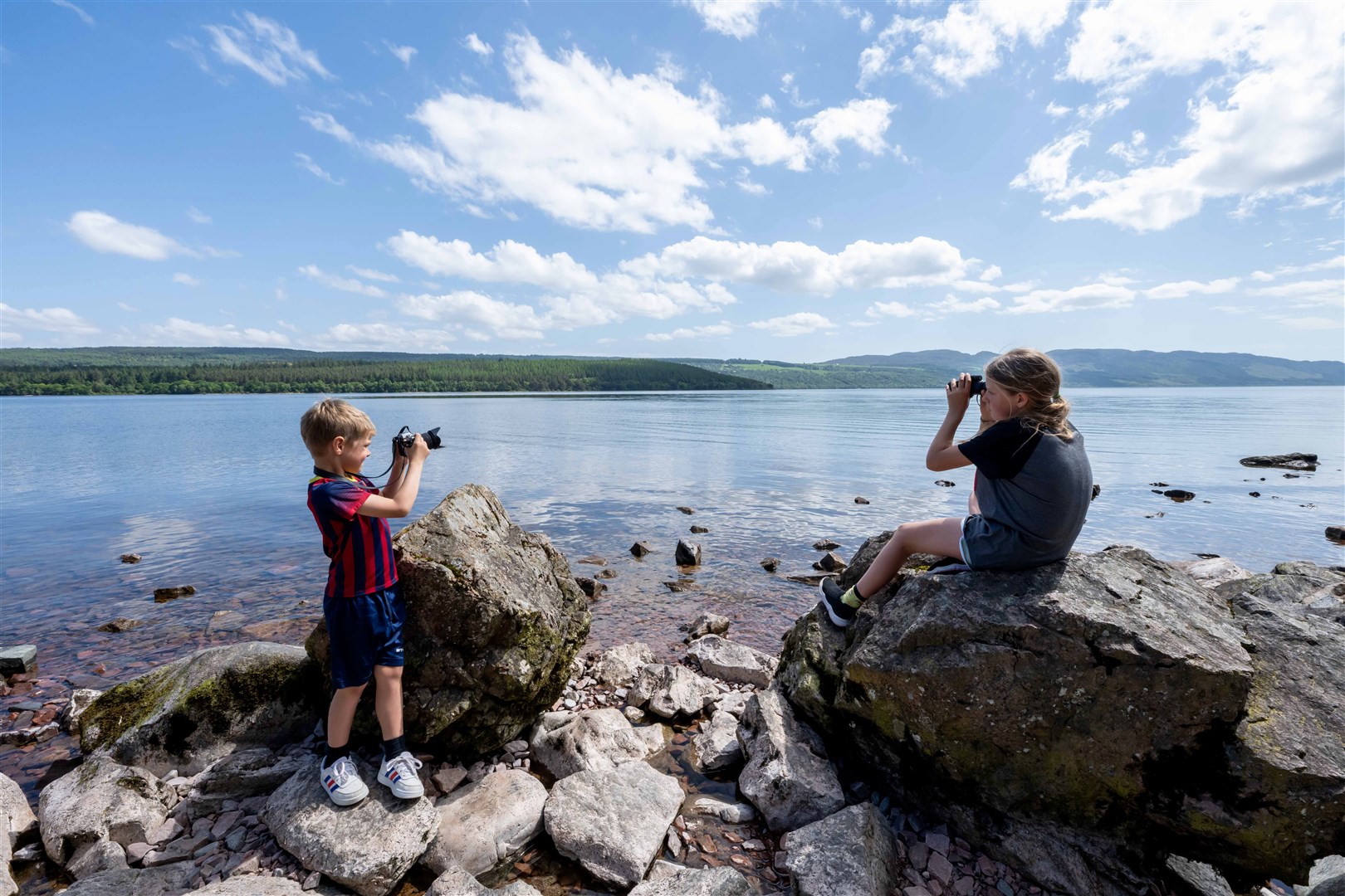 Children looking out for Nessie. Picture by Michal Wachucik/Abermedia