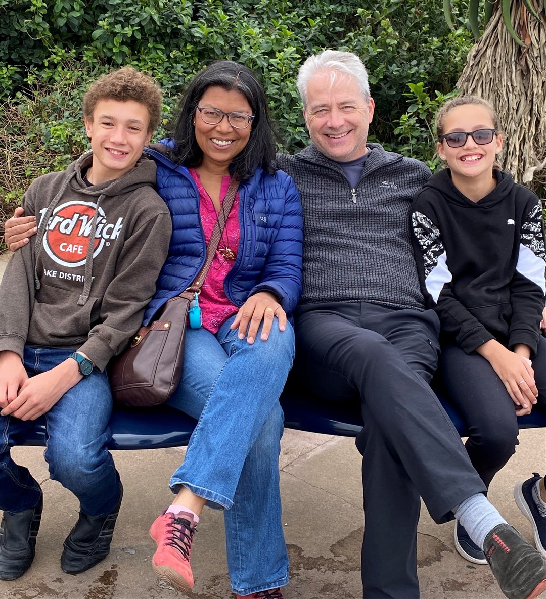 Chris Haycock and Anushka Persad with children Cameron and Ava Evelyn.