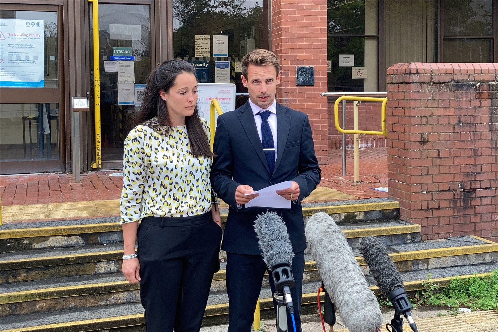 Tom and Sarah Richford outside Folkestone Magistrates’ Court (Michael Drummond/PA)