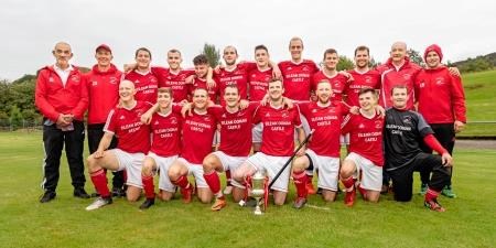 The victorious Kinlochshiel team with the Macaulay Cup after defeating Kyles Athletic 3-2. Picture: Neil Paterson