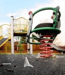 Glass all over playpark off Cradlehall Park.